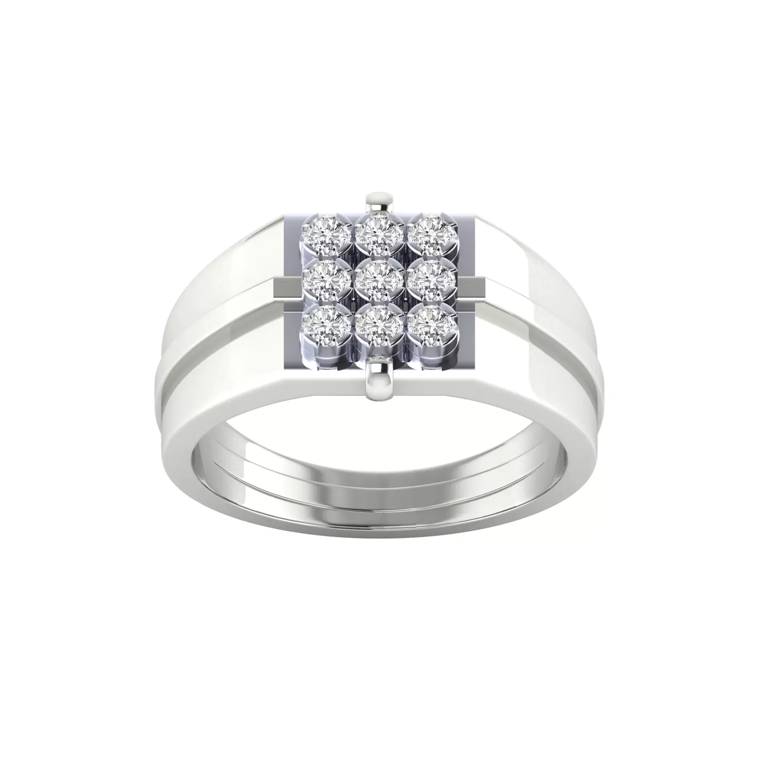 Diamond Head Mens Ring 3dm stl renders details 3D print model_18