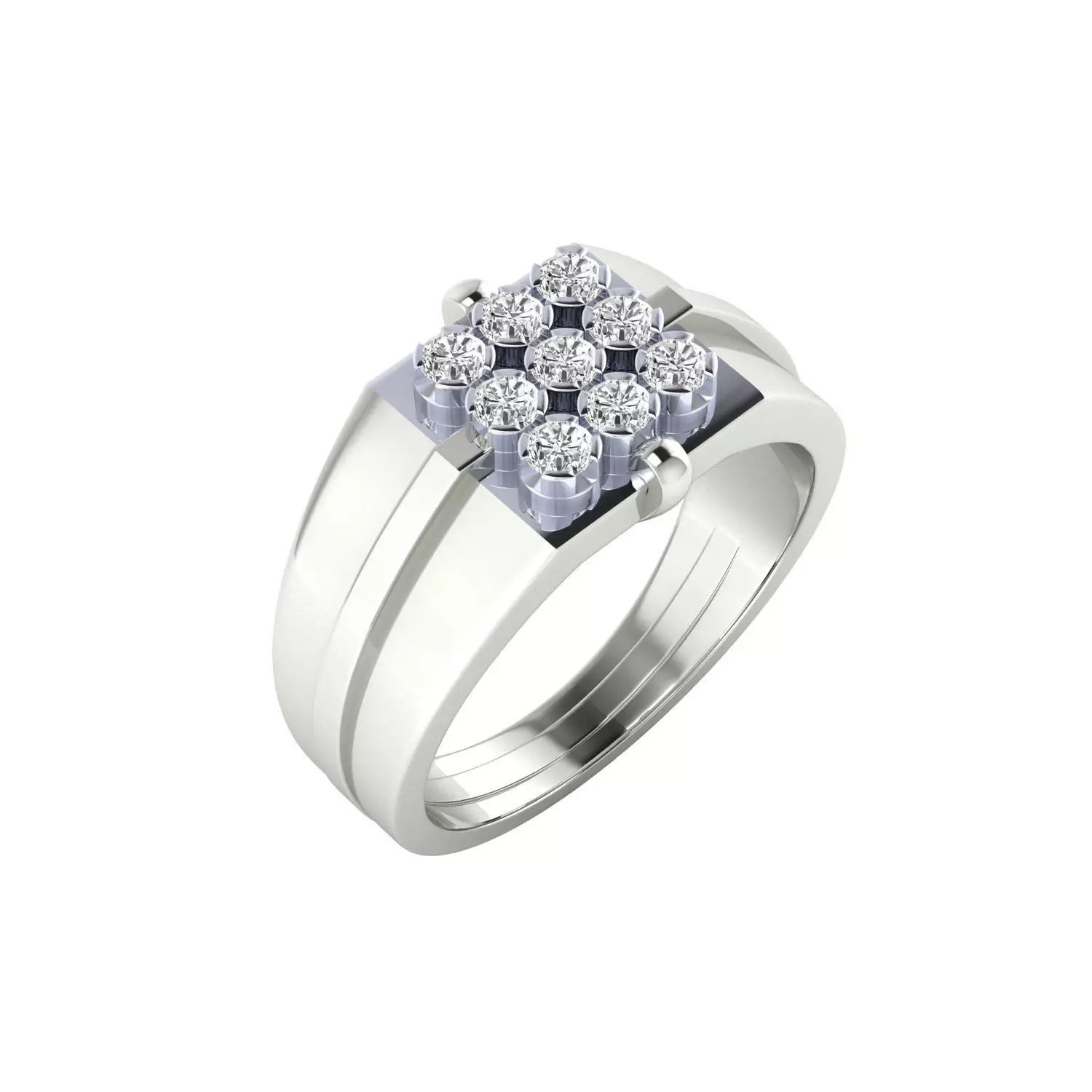 Diamond Head Mens Ring 3dm stl renders details 3D print model_14