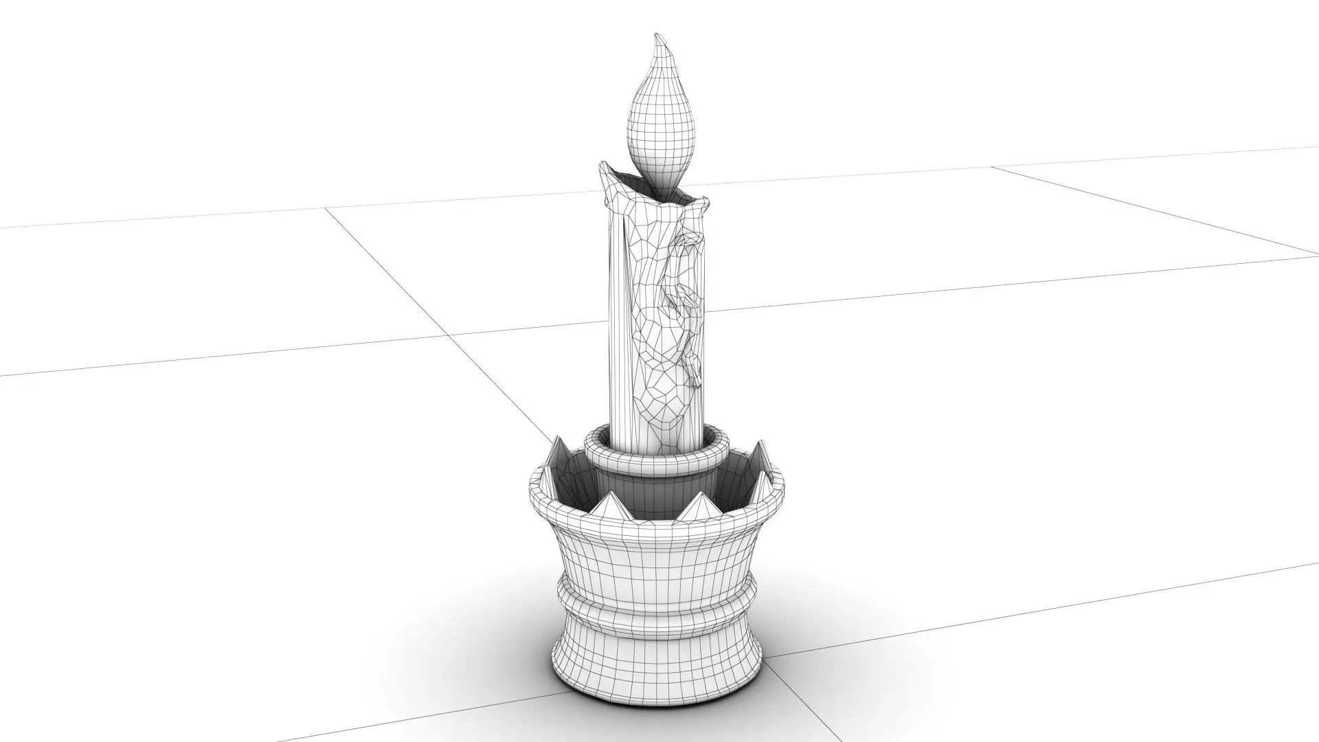 Stylized Medieval Candlestick Low-poly 3D model_5