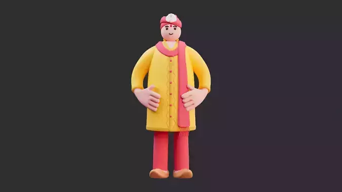 Low Poly Indian Man Character