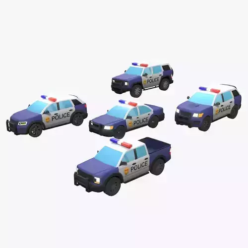 5 Lowpoly generic police cars pack