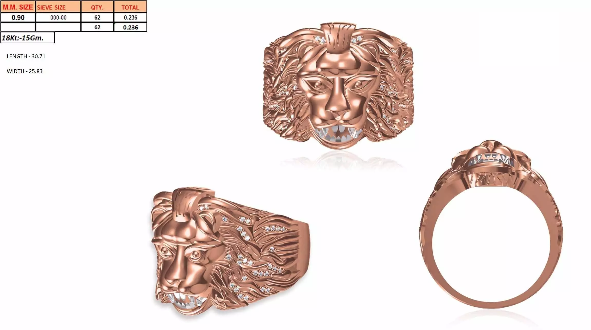 Lion ring 3dm stl obj fbx mtl scl jcd render Details 3D print model_26
