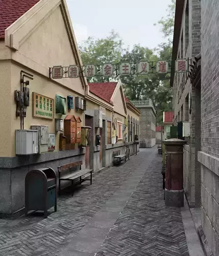 Chinese architecture and streets 3D model 5