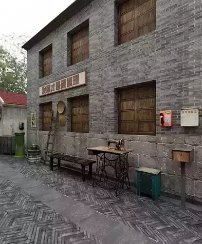 Chinese architecture and streets 3D model 3