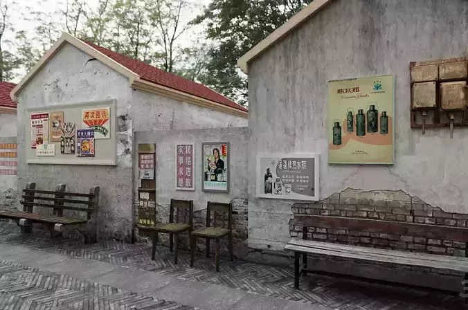 Chinese architecture and streets 3D model 4