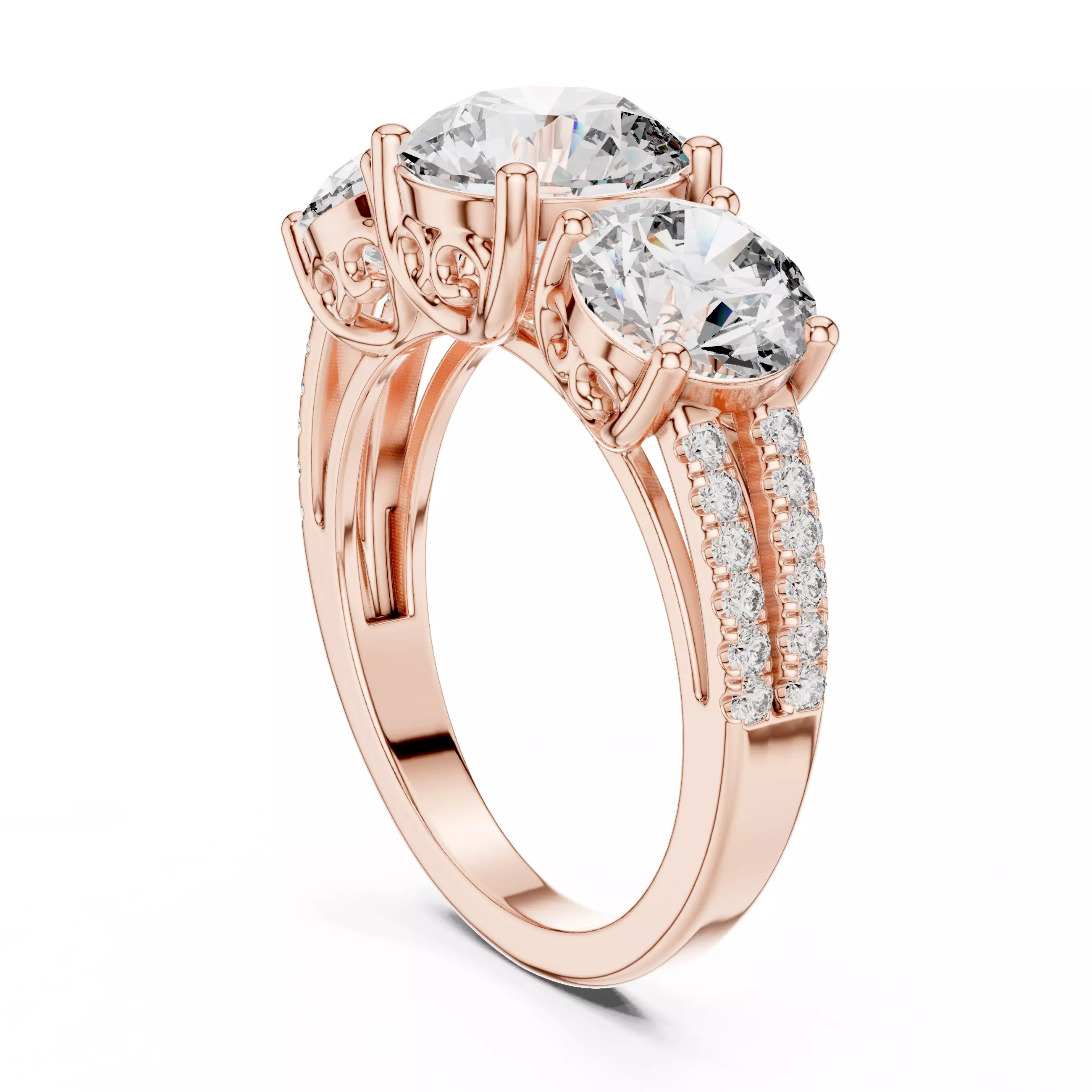 Round Diamond Solitaire Ring 3D print model_8
