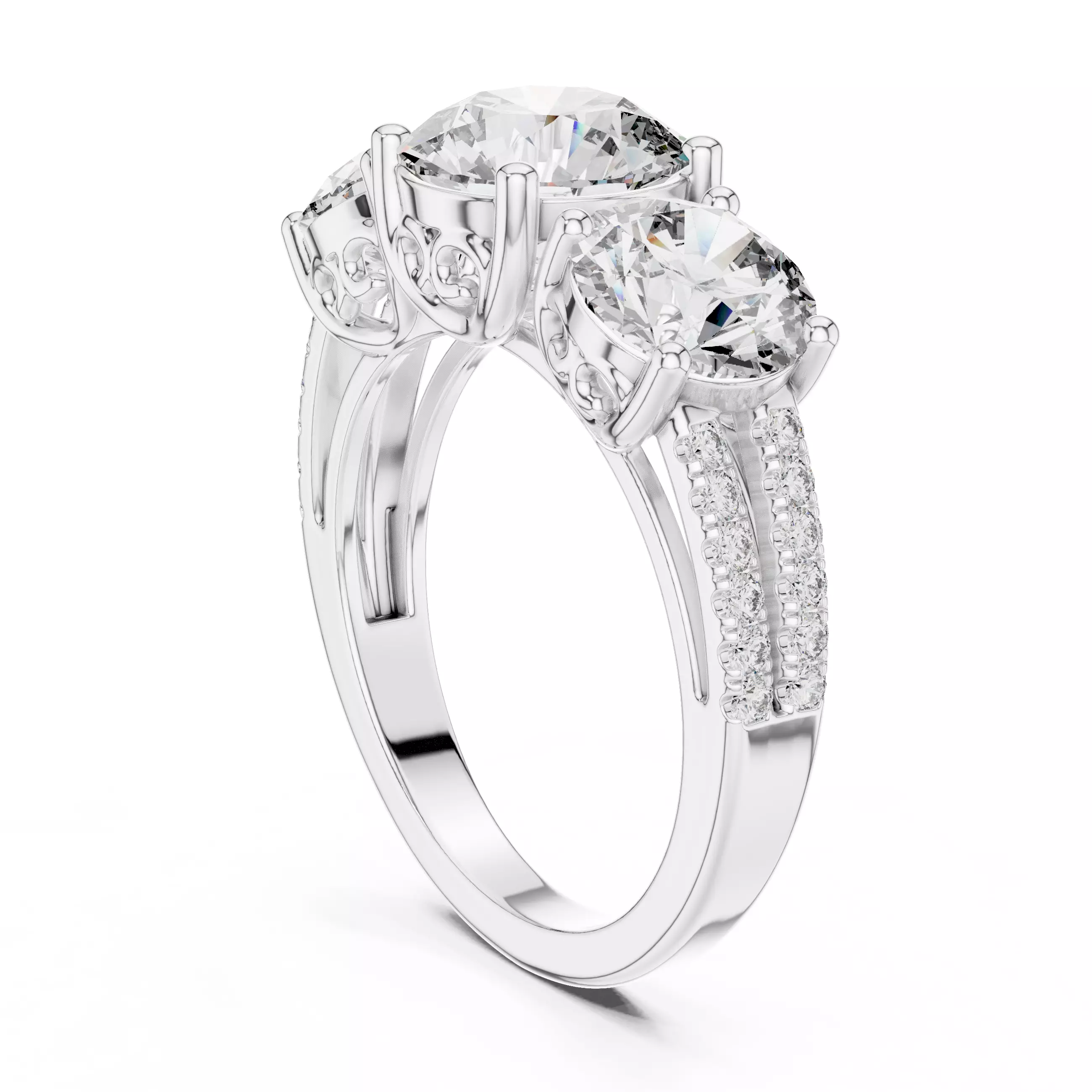 Round Diamond Solitaire Ring 3D print model_10