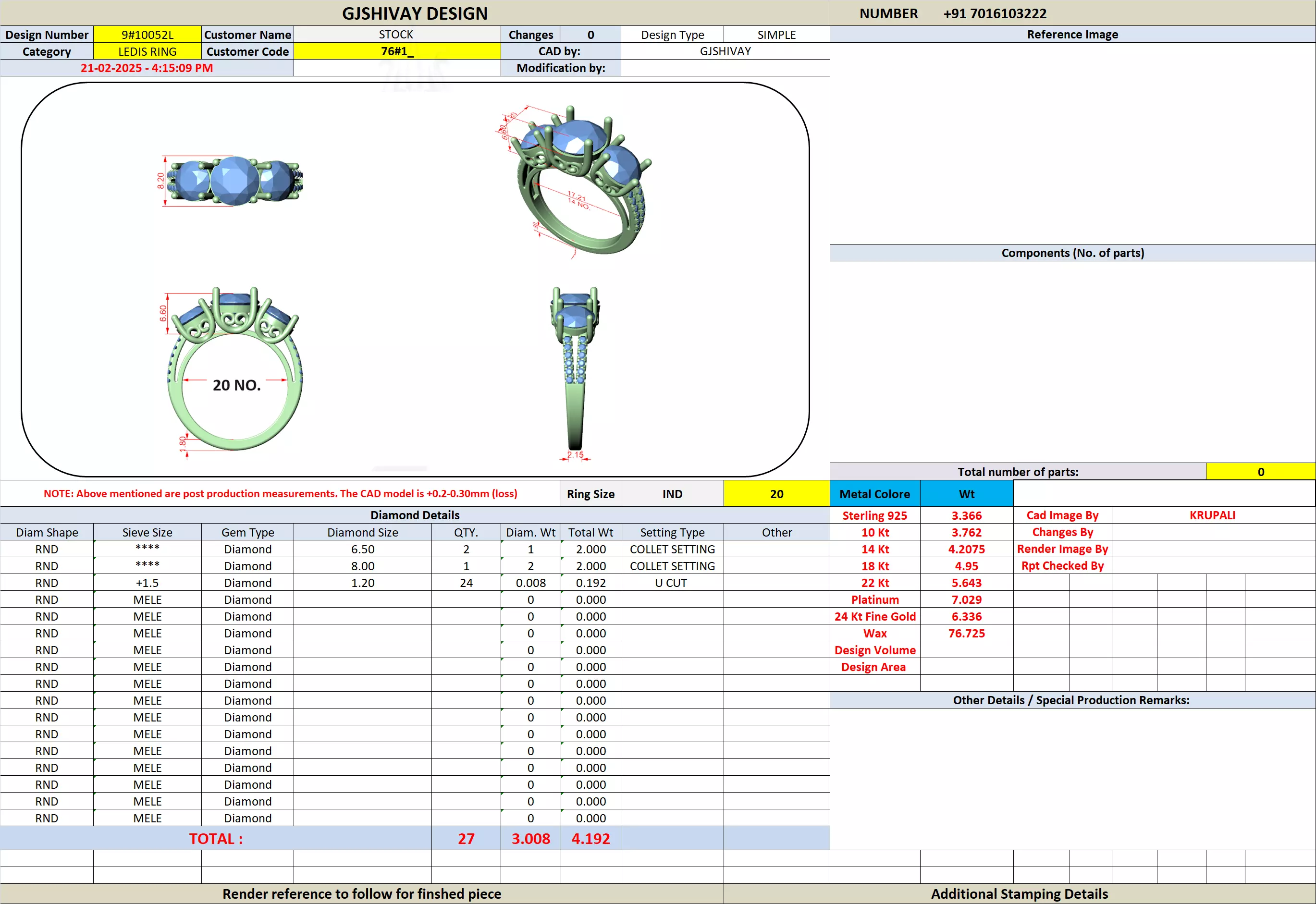 Round Diamond Solitaire Ring 3D print model_7