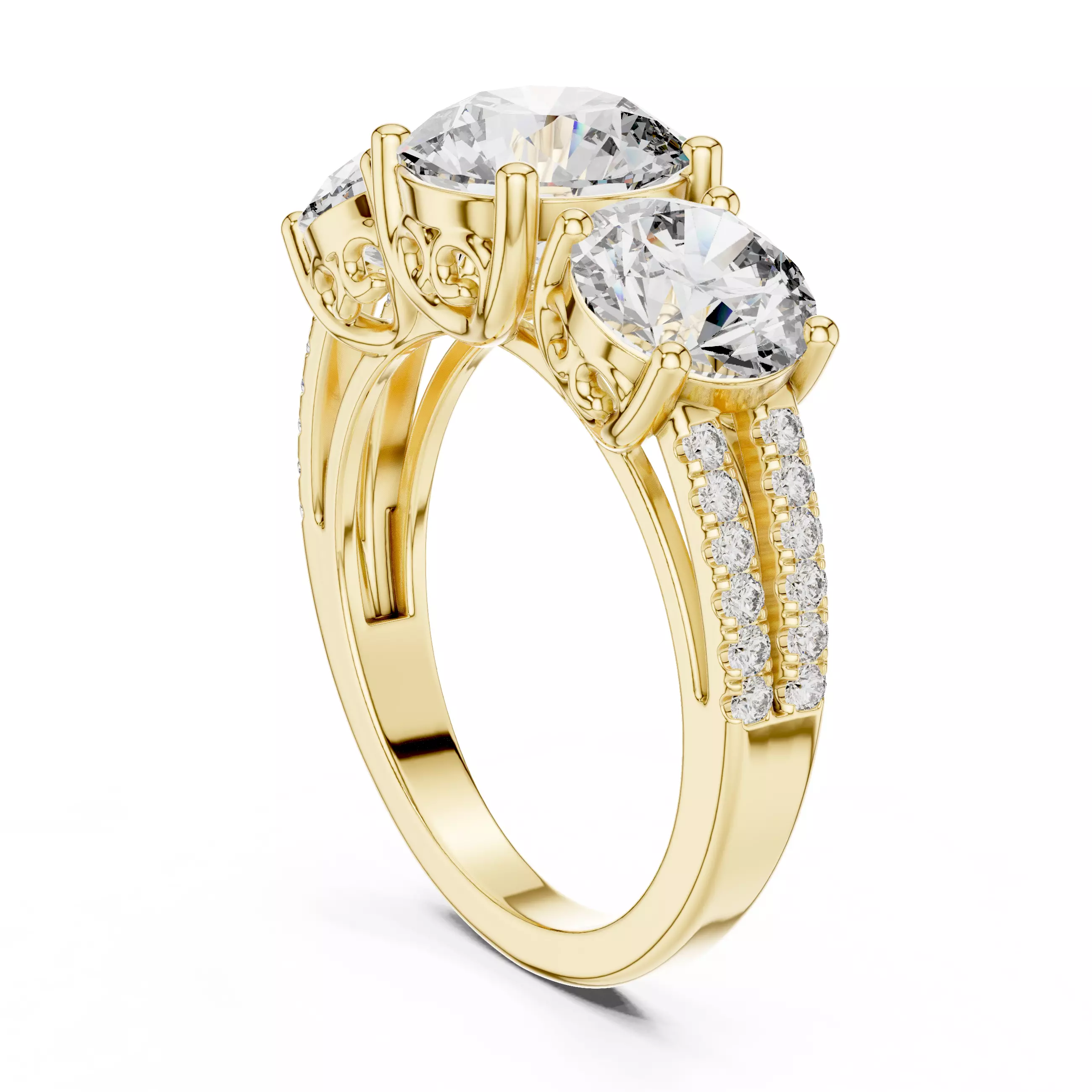 Round Diamond Solitaire Ring 3D print model_12