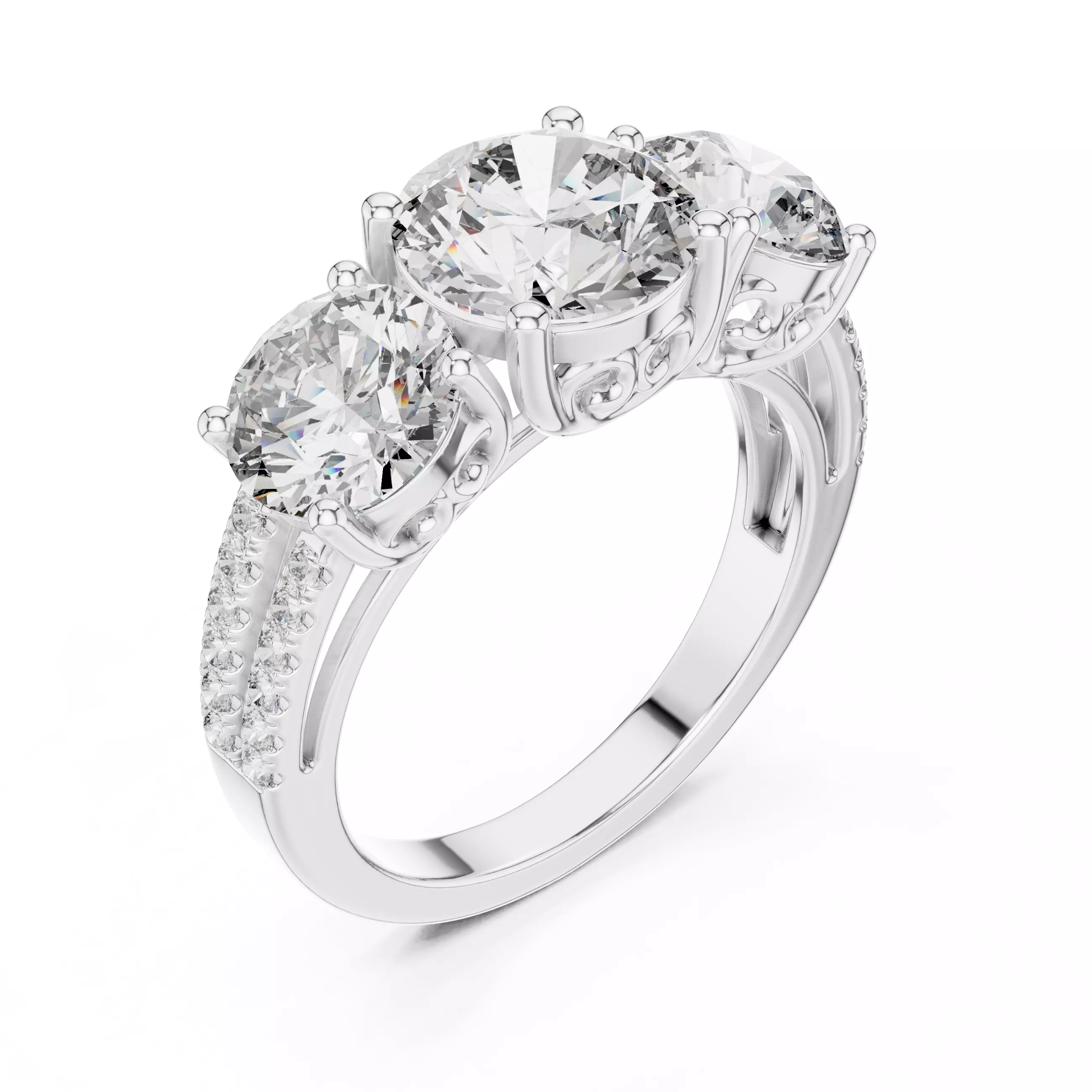Round Diamond Solitaire Ring 3D print model_11