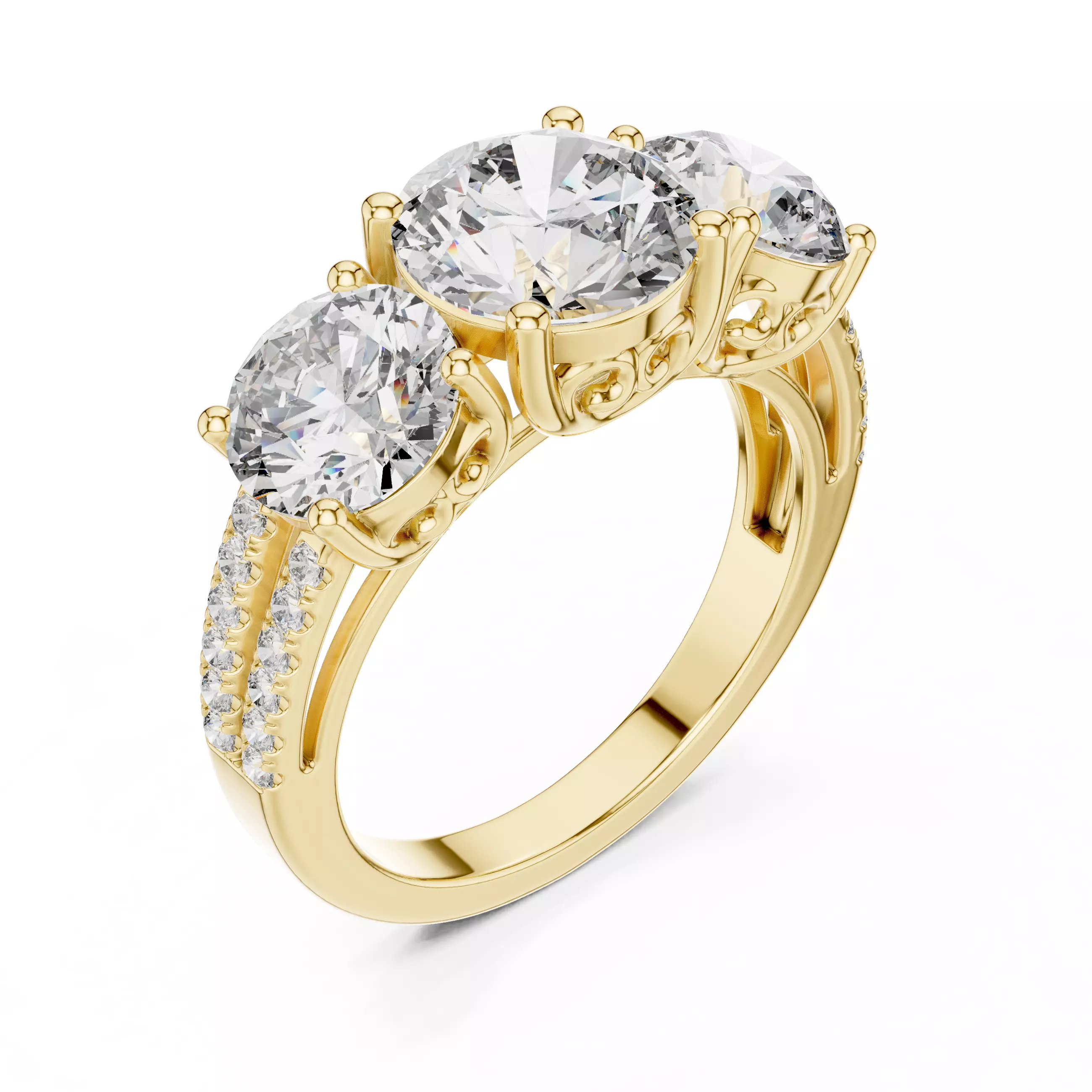 Round Diamond Solitaire Ring 3D print model_13