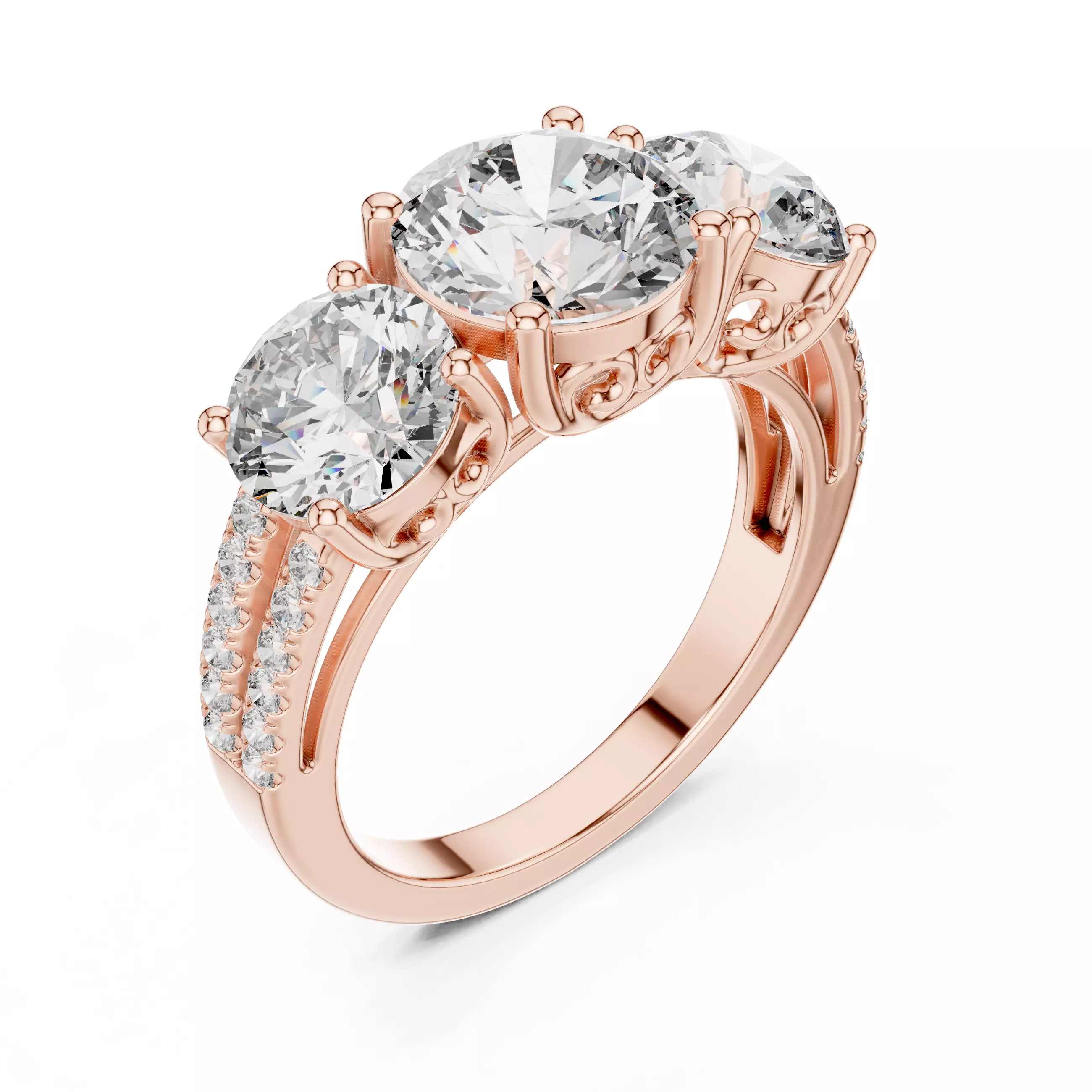 Round Diamond Solitaire Ring 3D print model_9