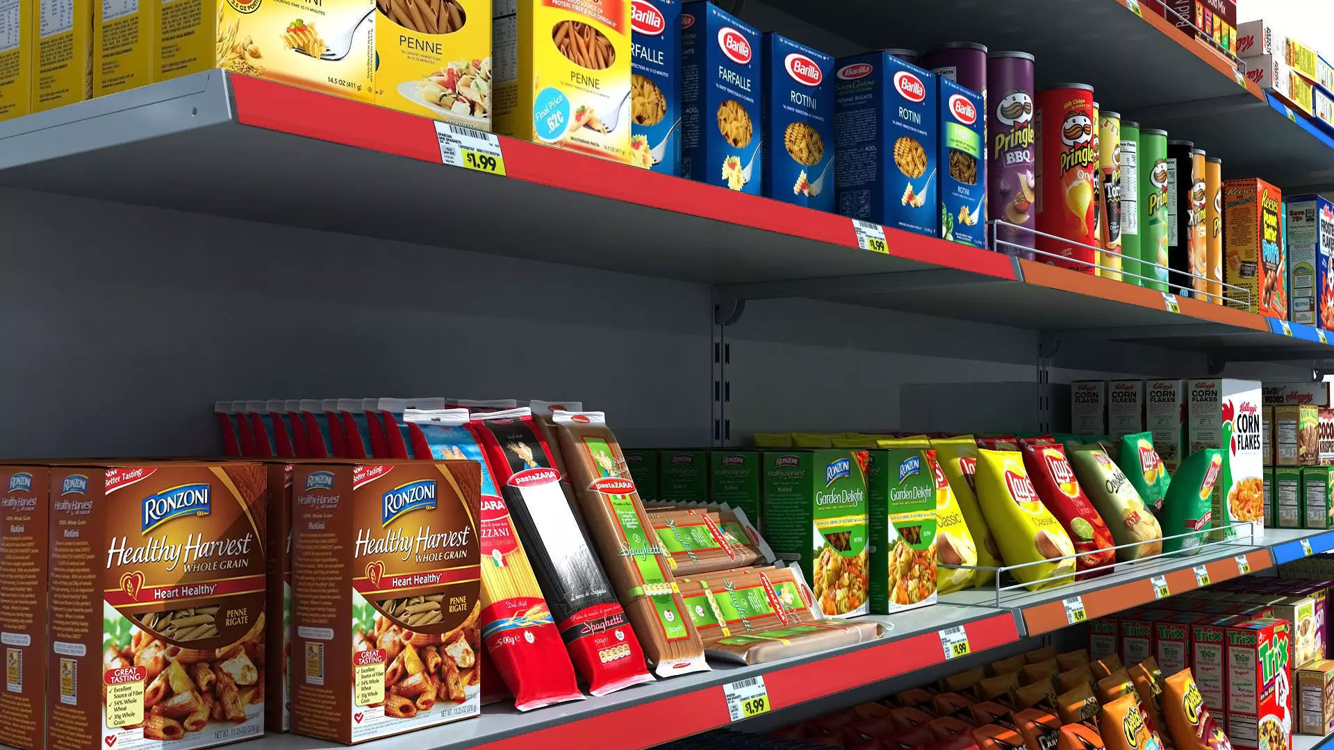 Supermarket Shelves Pack 3D model_0