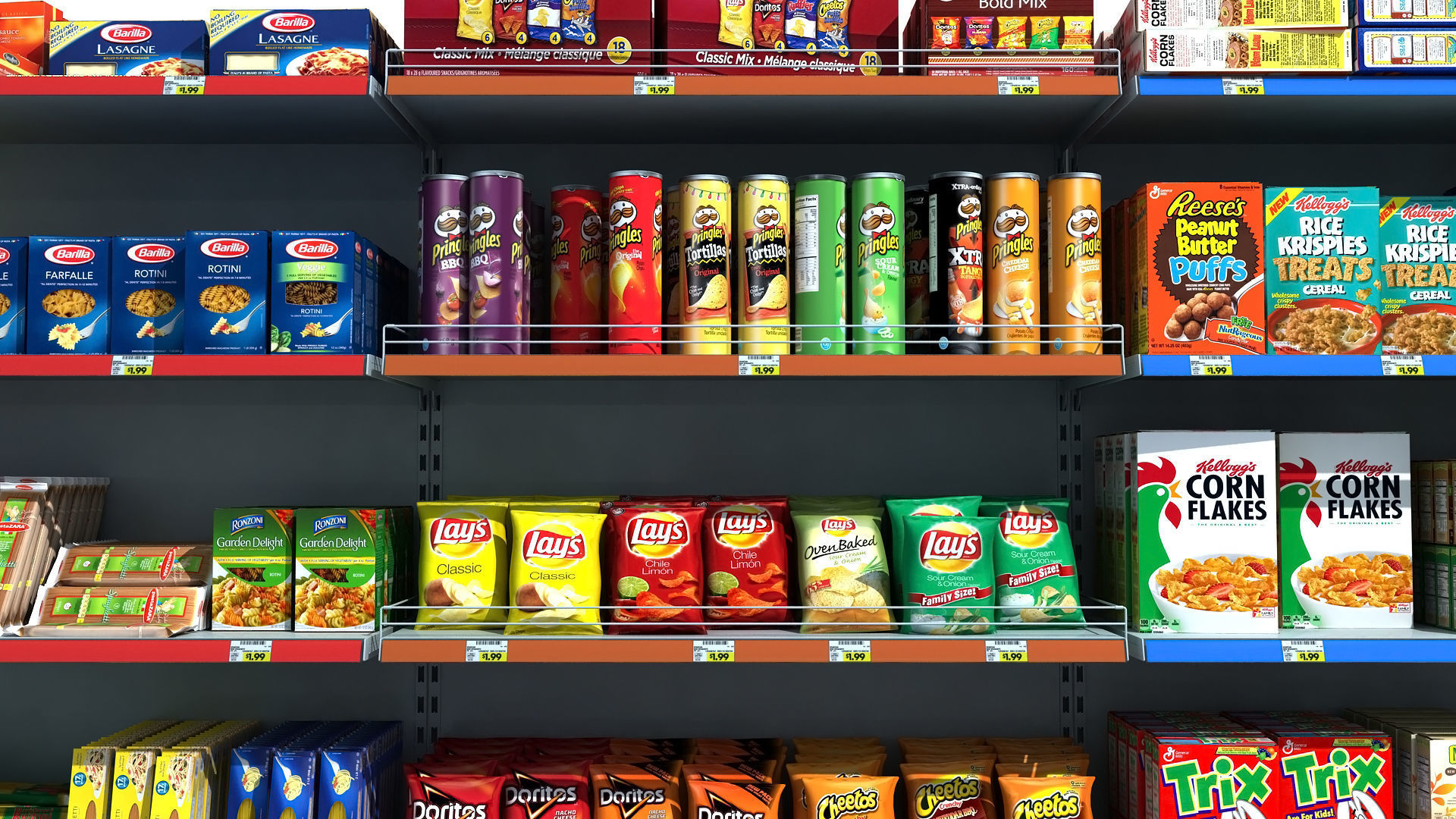 Supermarket Shelves Pack 3D model_6