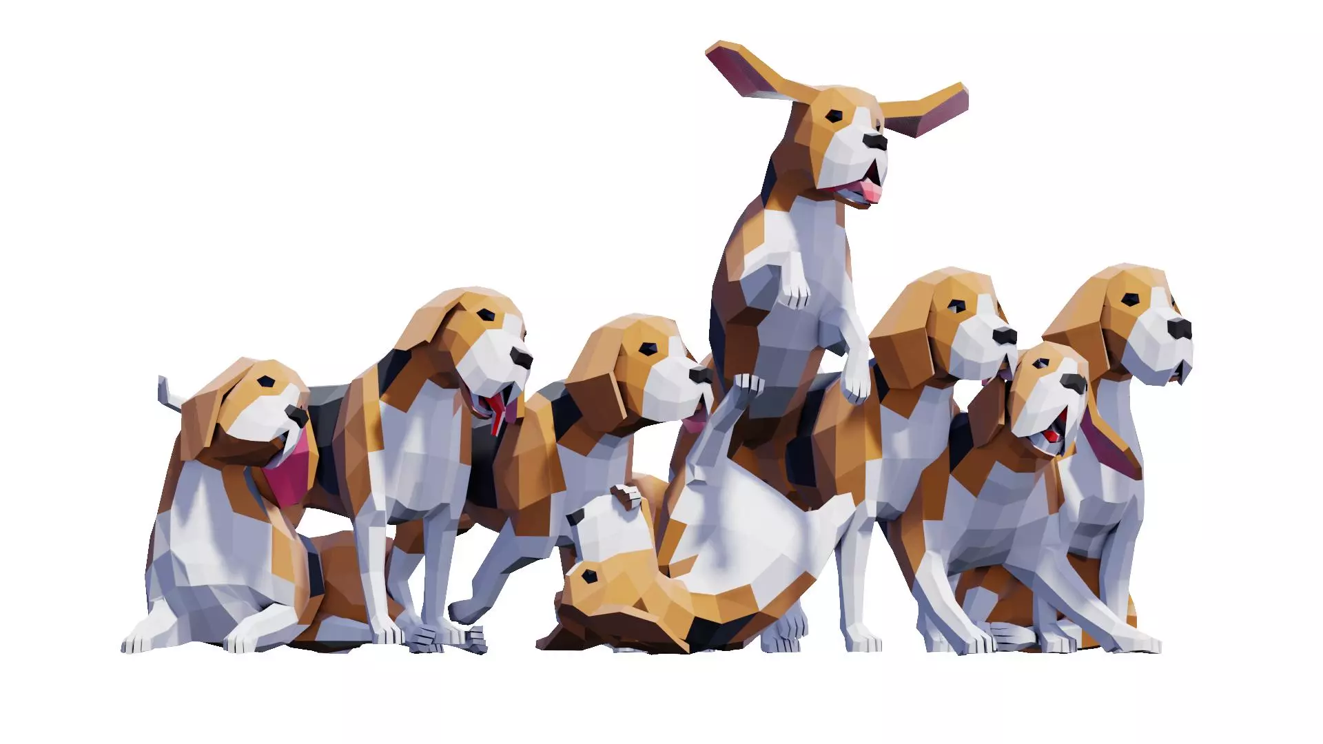 Low Poly Beagle Dog Free low-poly 3D model_1