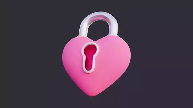 Low Poly Locked Hearts 3D model