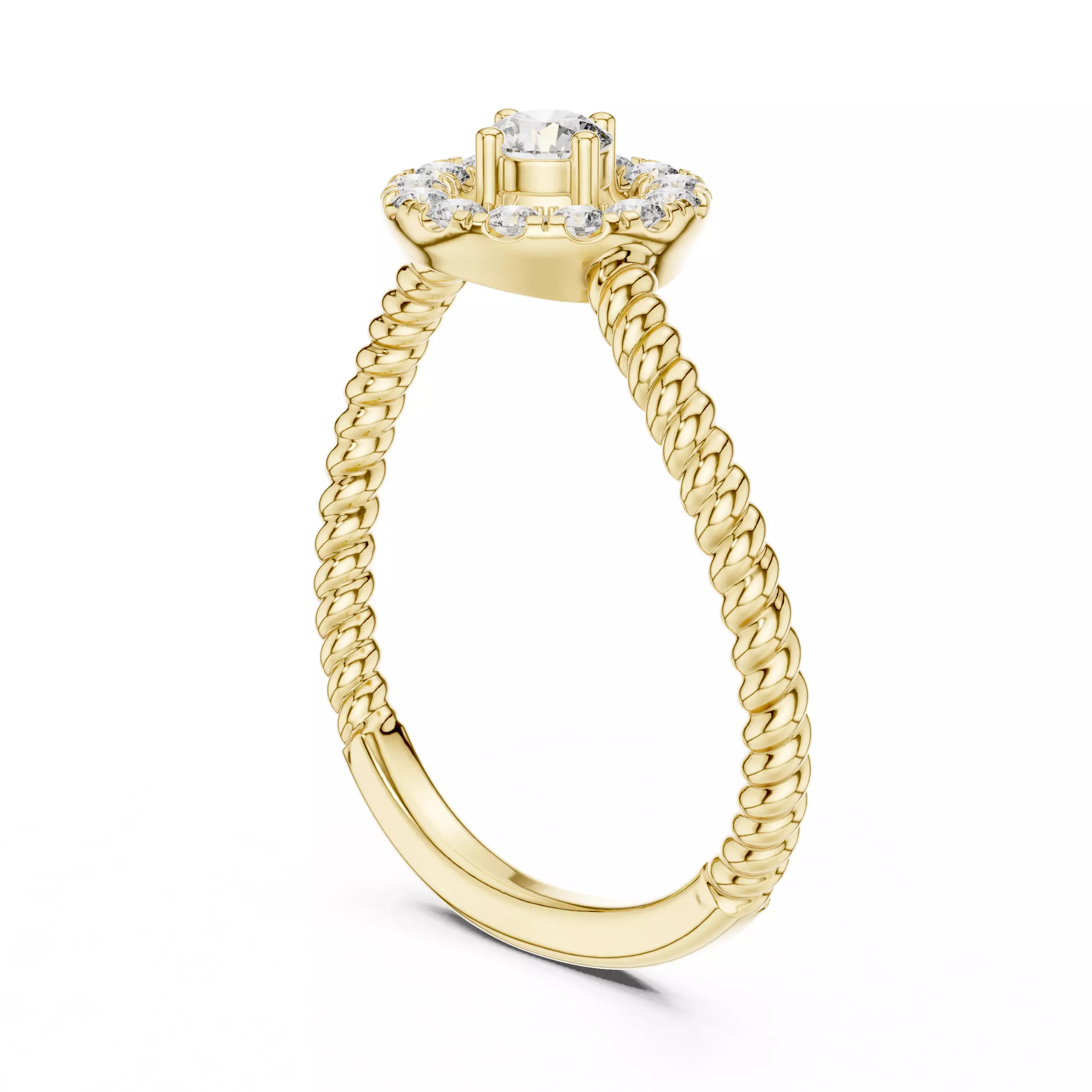 Round Diamond Solitaire Ring 3D print model_12
