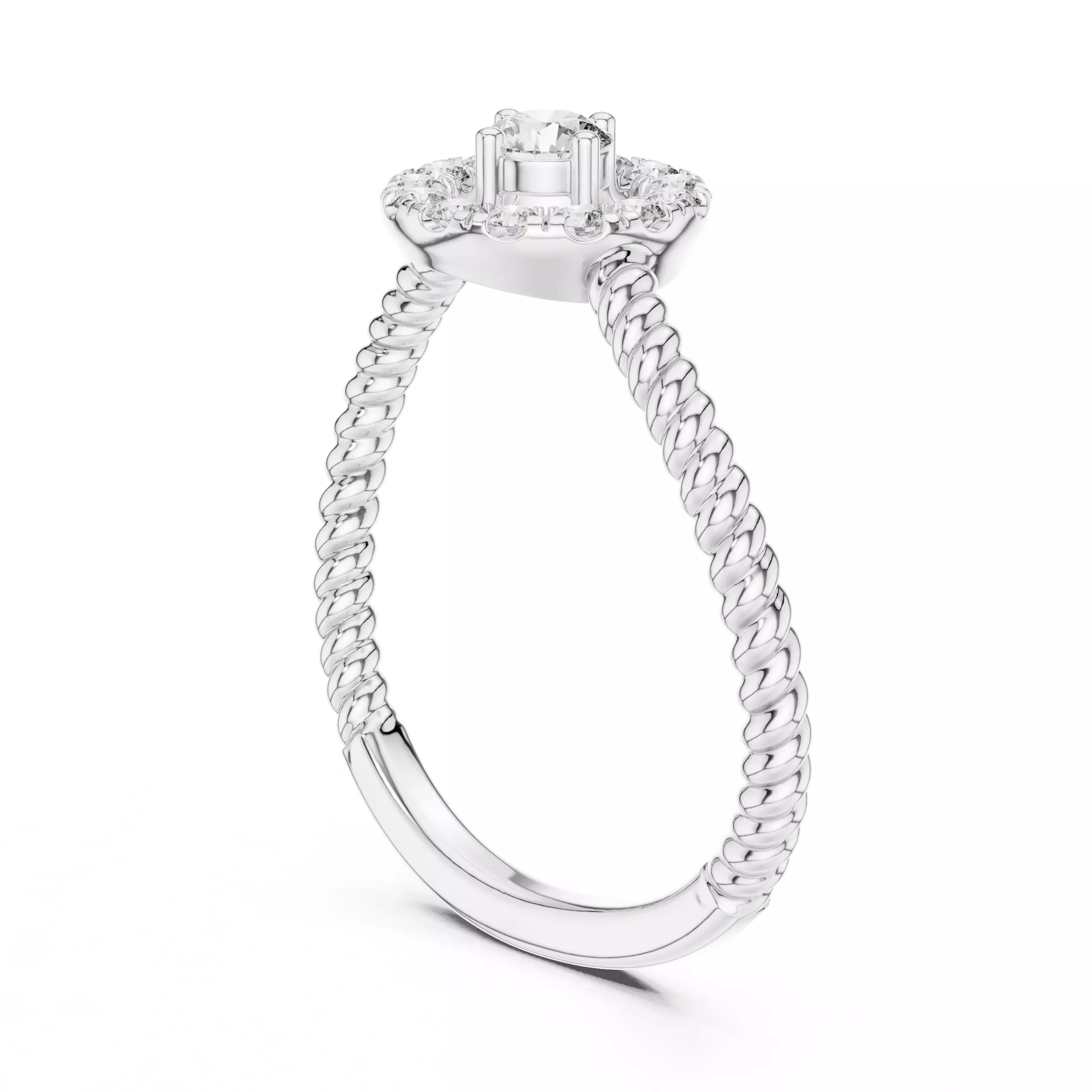 Round Diamond Solitaire Ring 3D print model_10