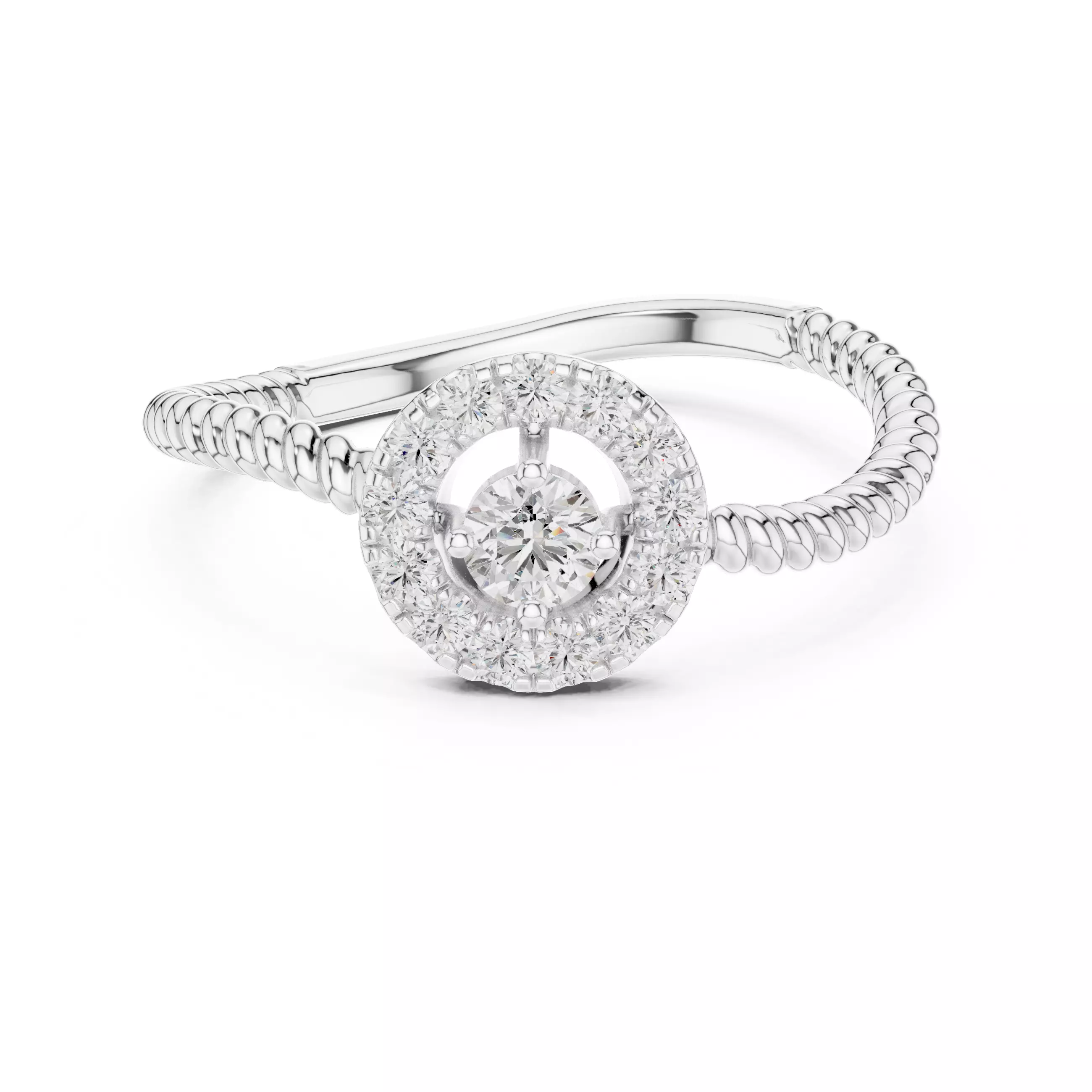 Round Diamond Solitaire Ring 3D print model_3