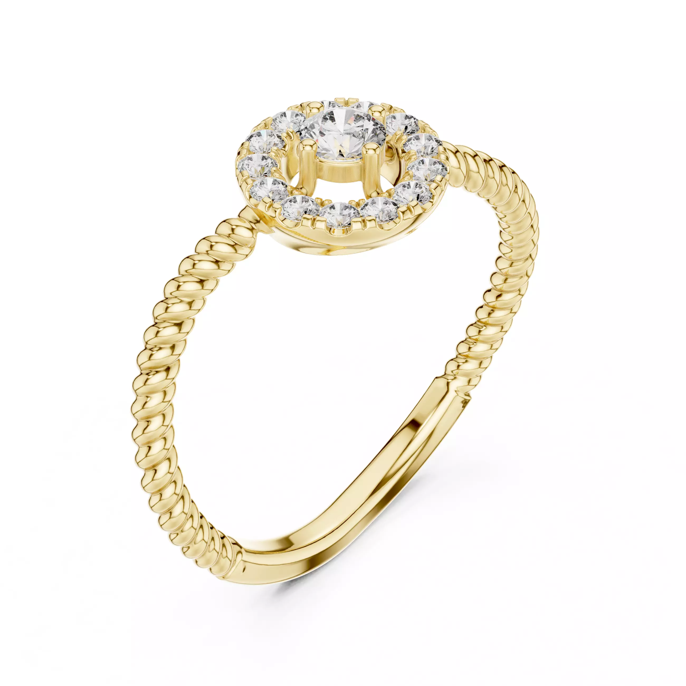 Round Diamond Solitaire Ring 3D print model_13