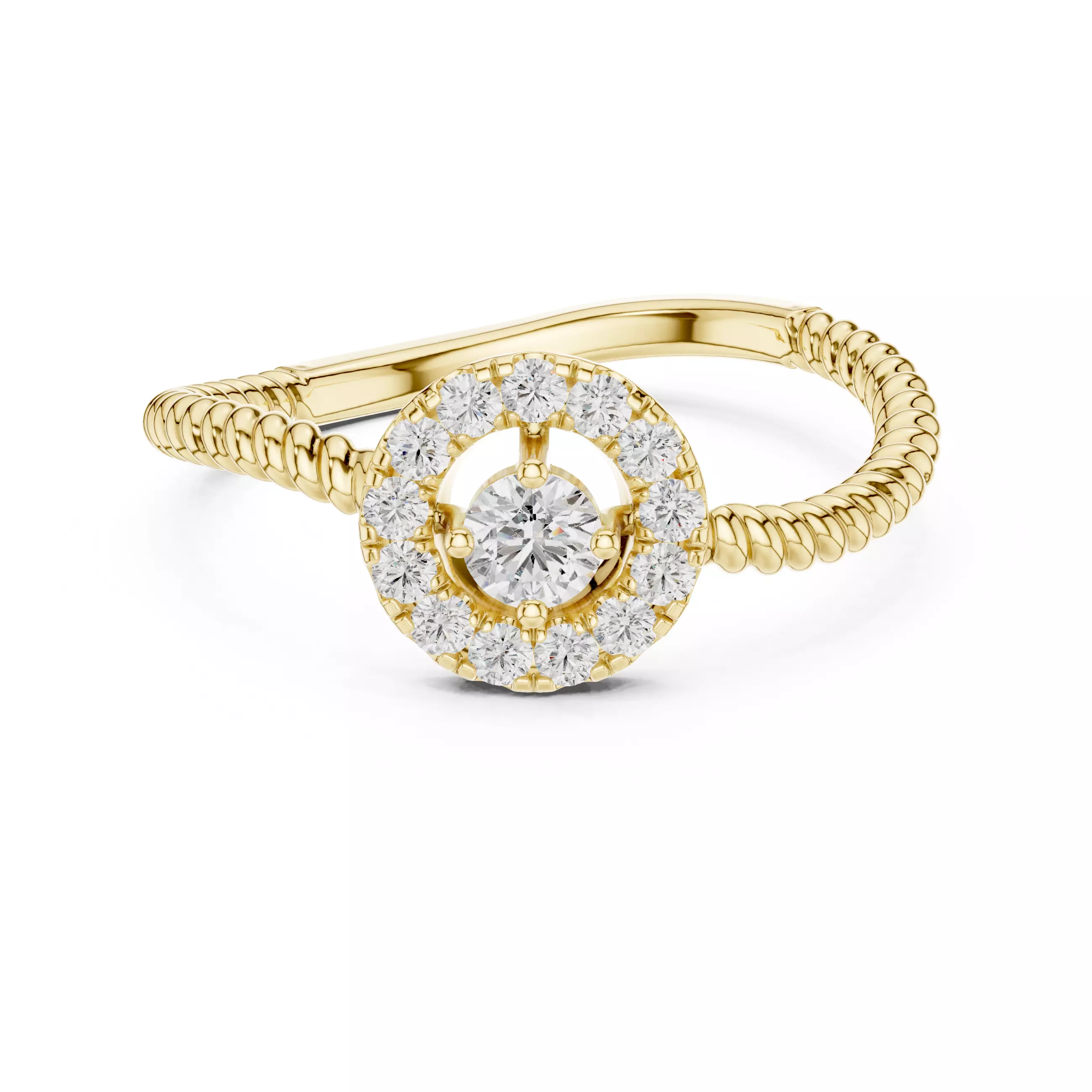 Round Diamond Solitaire Ring 3D print model_5