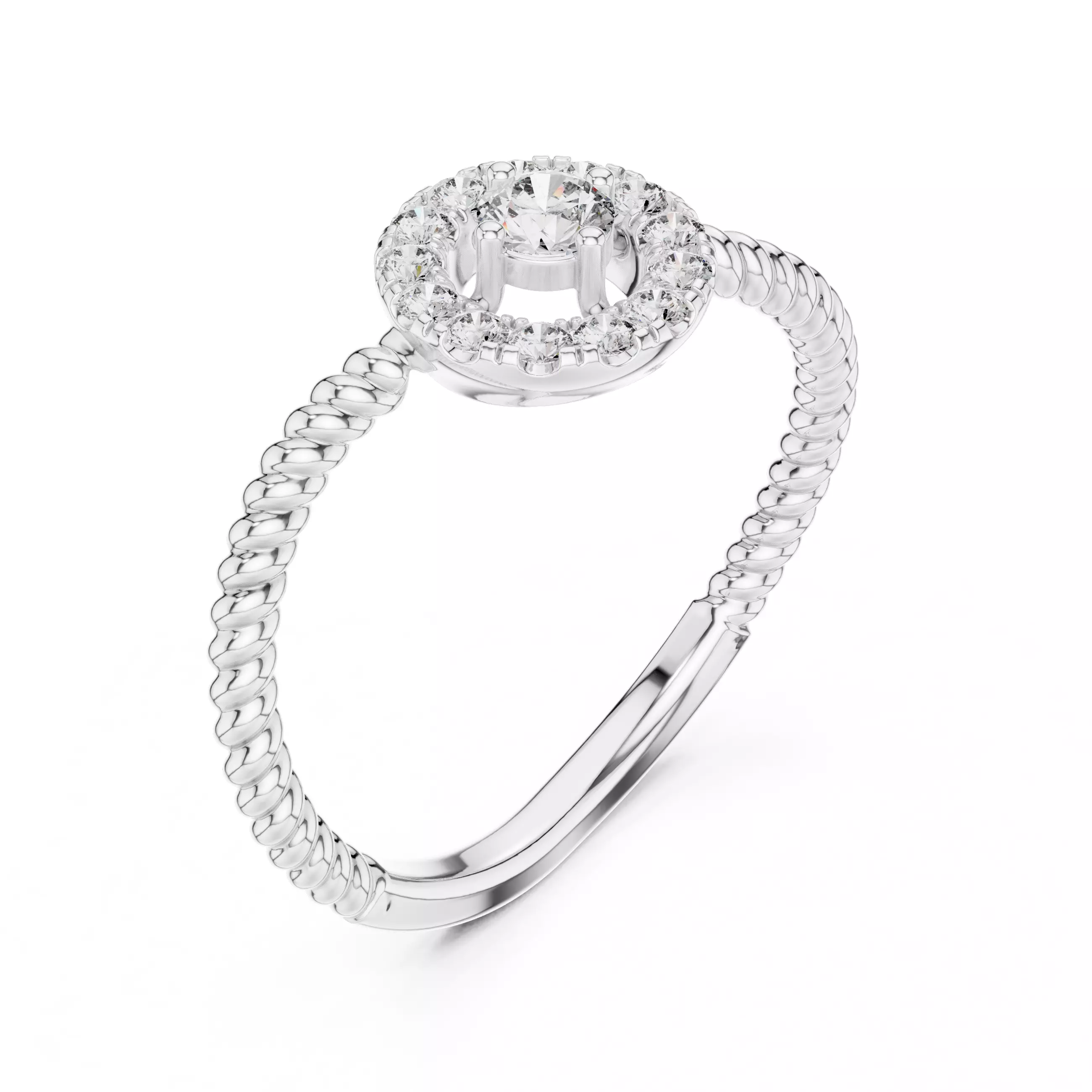 Round Diamond Solitaire Ring 3D print model_11