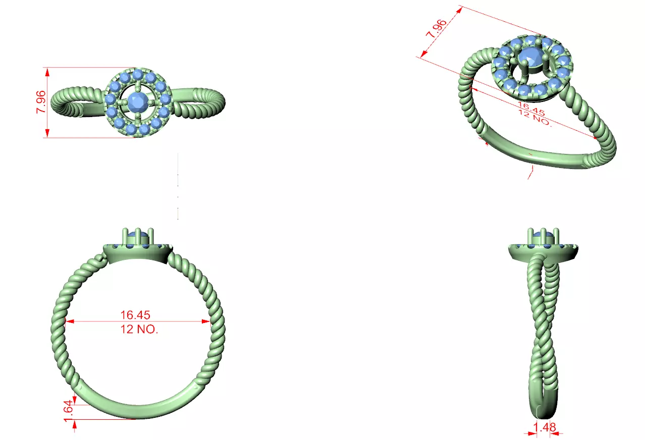 Round Diamond Solitaire Ring 3D print model_6
