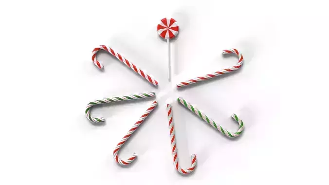 Christmas Candy Cane PBR 3D model 2
