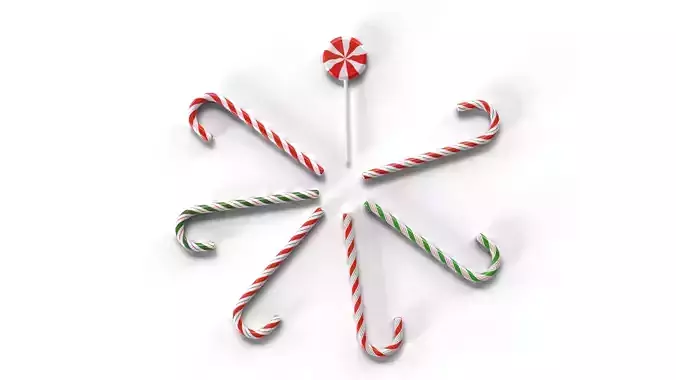 Christmas Candy Cane PBR 3D model 3