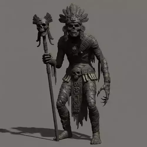 Aztec Death Priest Low-poly 3D model