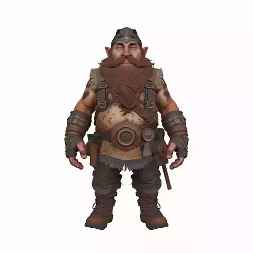 Adventurous Rugged Dwarf Explorer 3D Model in World of  Style