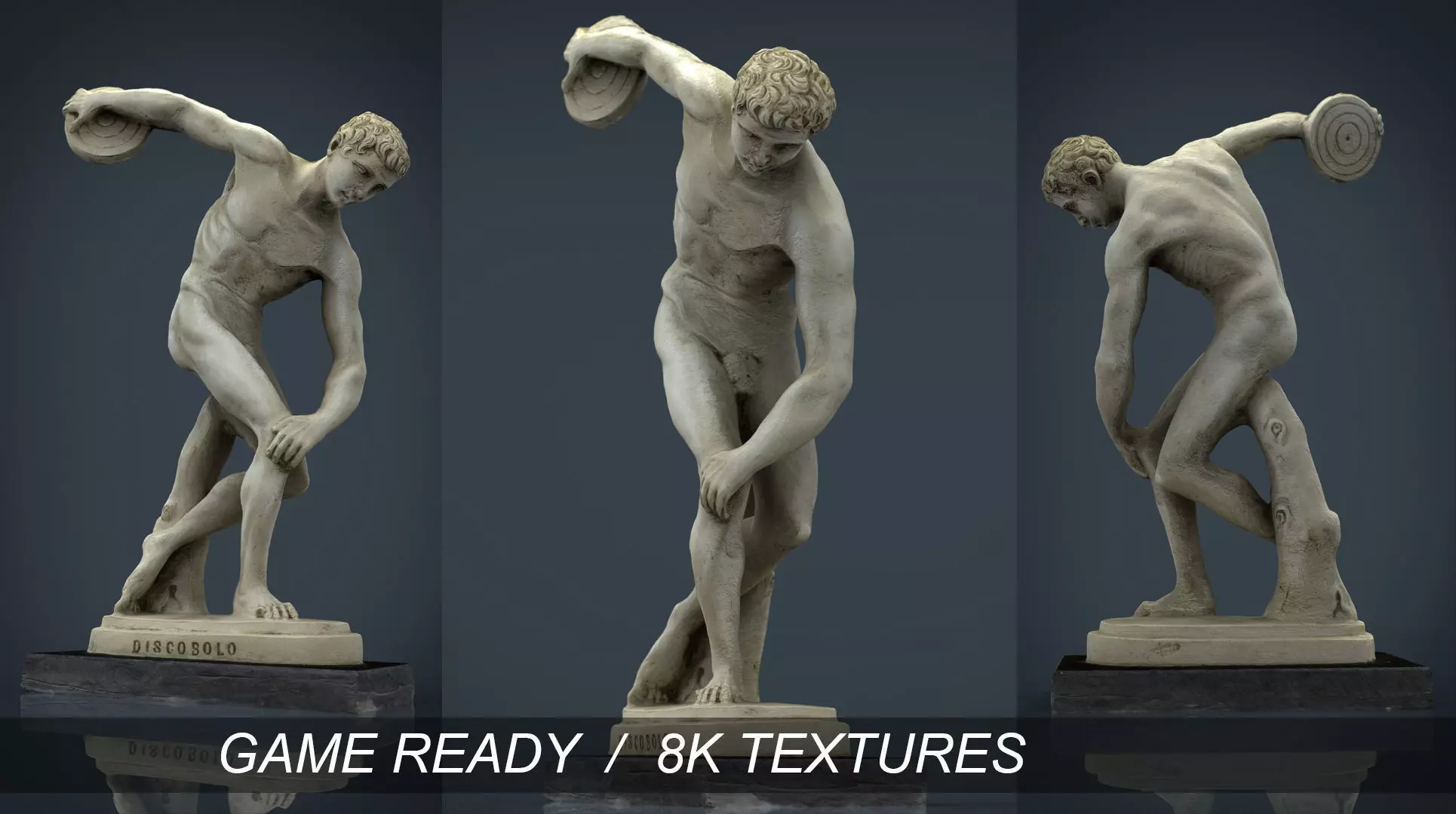 The Discobolus of Myron Low-poly 3D model_0