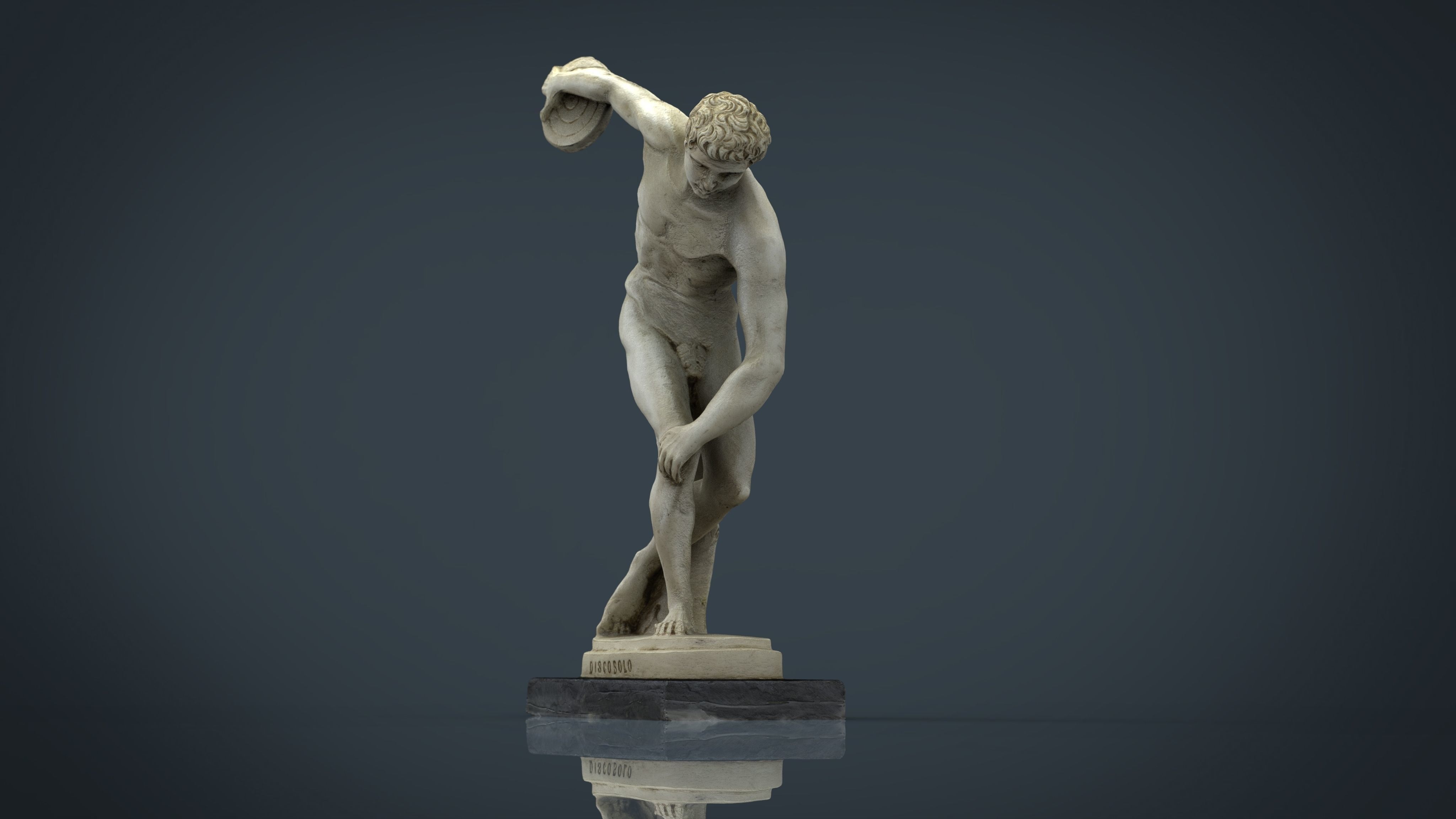 The Discobolus of Myron Low-poly 3D model_12