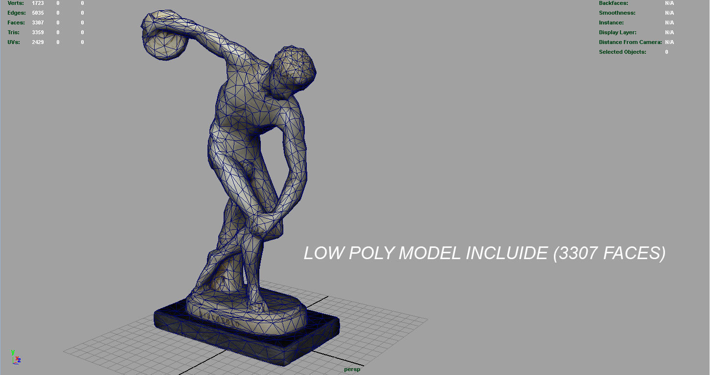 The Discobolus of Myron Low-poly 3D model_6