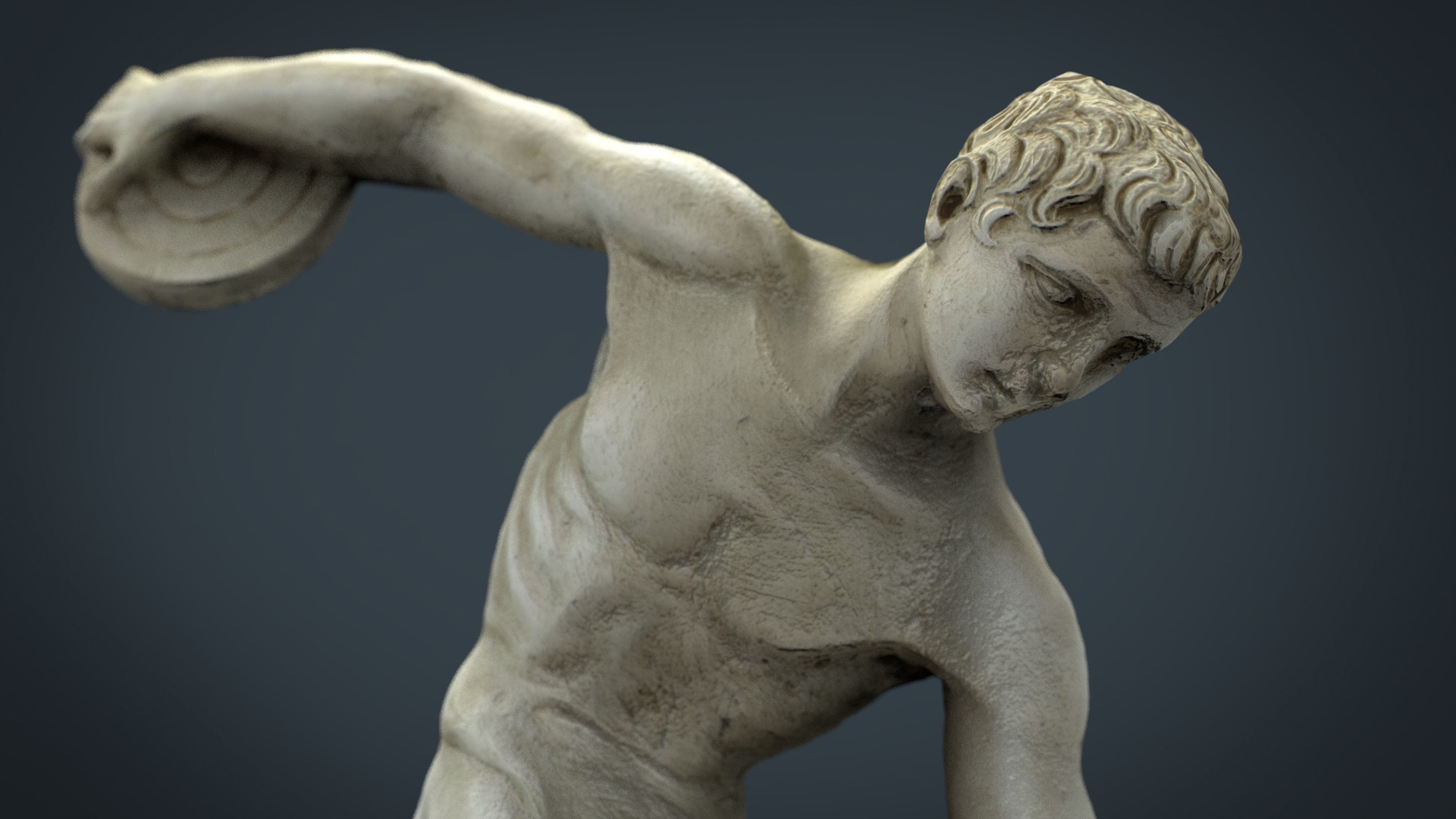 The Discobolus of Myron Low-poly 3D model_16