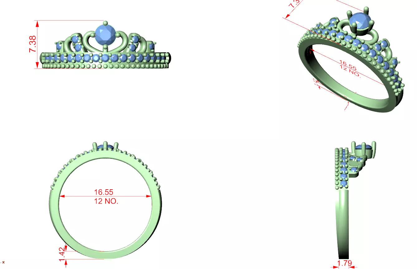Round Diamond Ring 3D print model_6