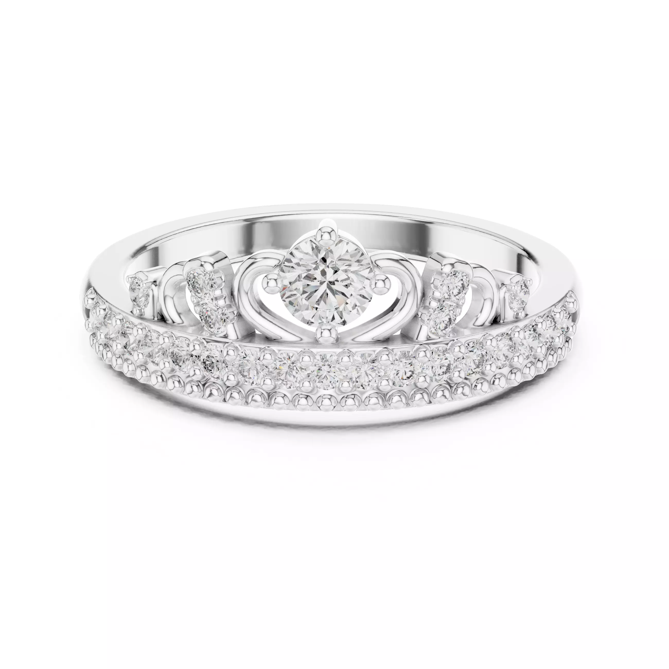 Round Diamond Ring 3D print model_3