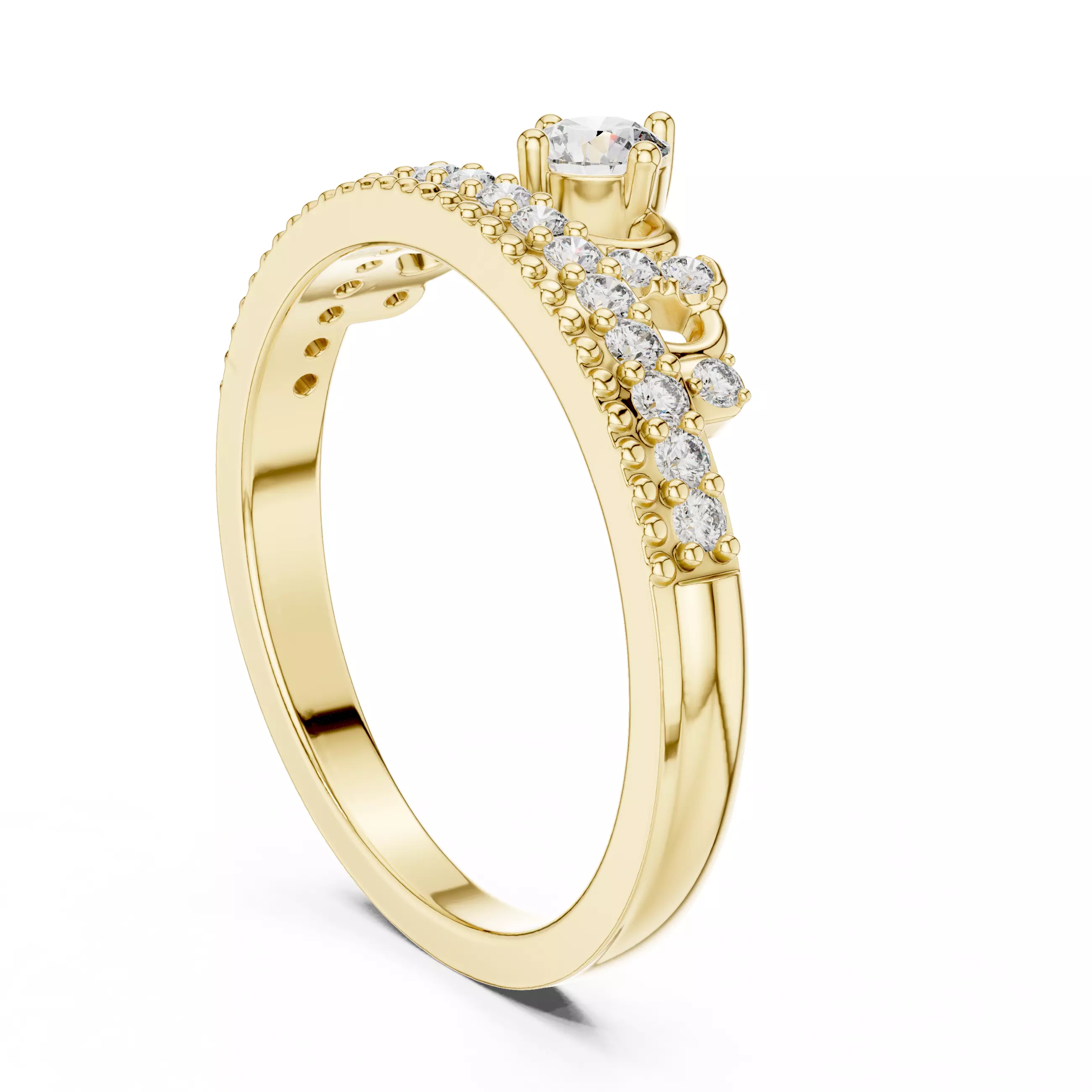 Round Diamond Ring 3D print model_12