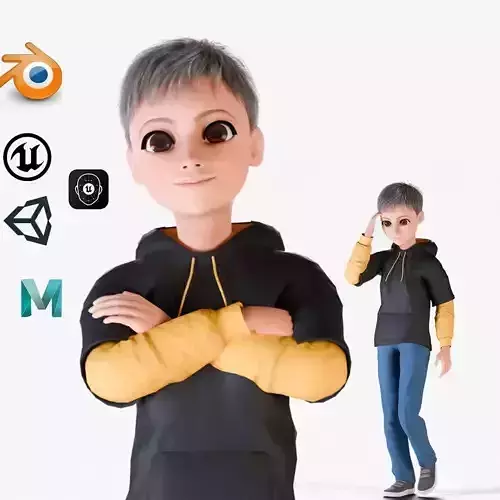 Cartoon Young Boy Rigged