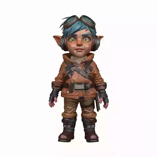 Detailed Daring Gnome Pilot World of  Style 3D Model