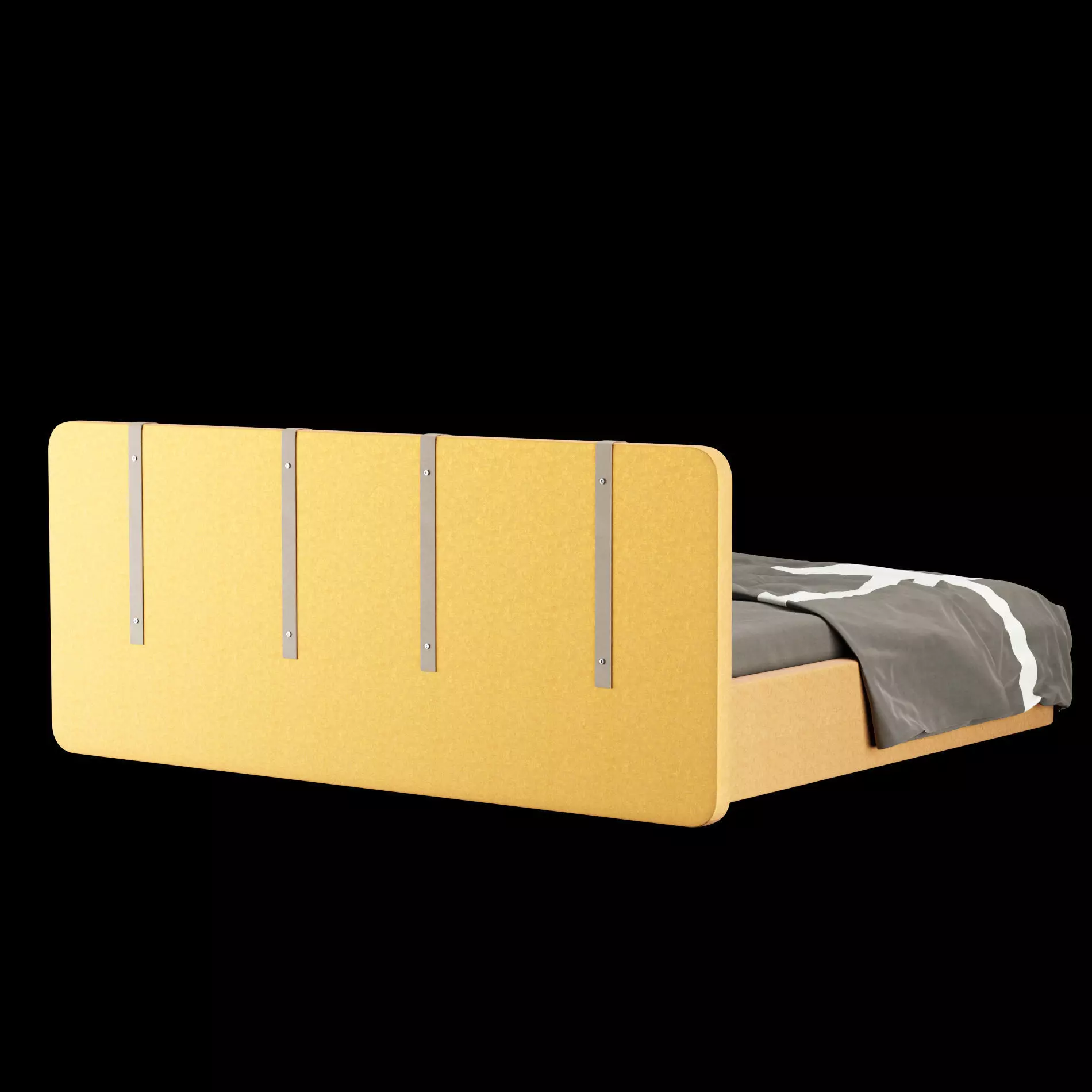 Bed with pillows and blanket 002 3D model_13