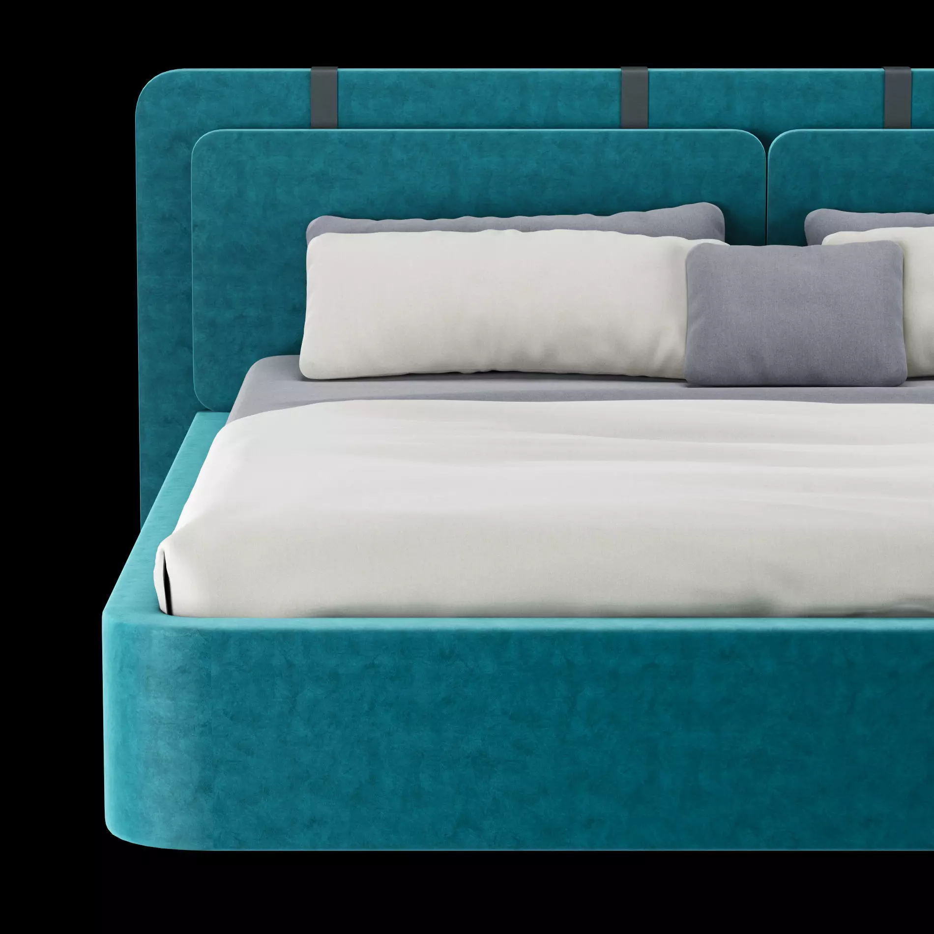 Bed with pillows and blanket 003 3D model_5