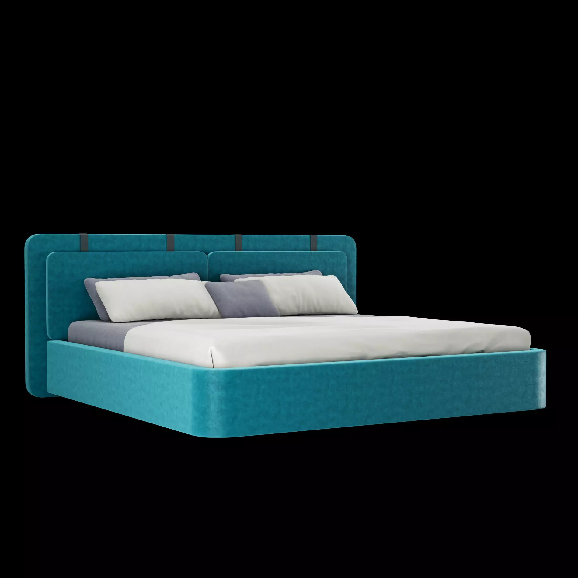 Bed with pillows and blanket 003 3D model_0