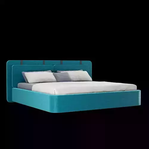 Modern fabric upholstered double bed with bedding set 003