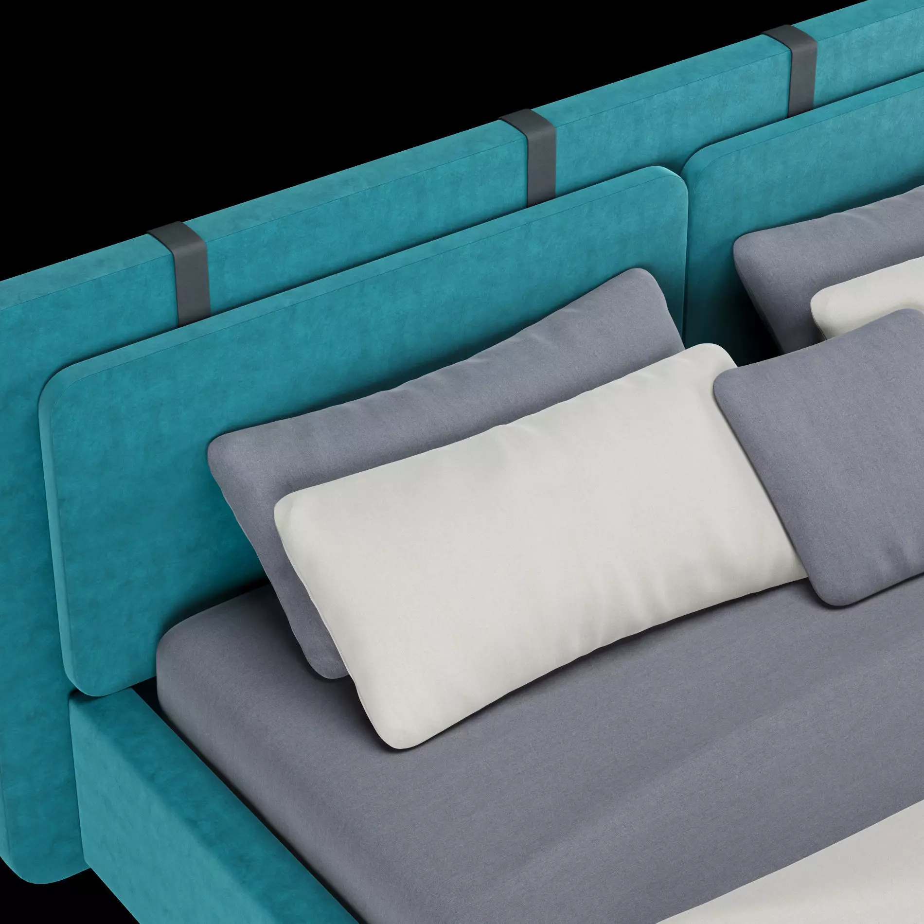 Bed with pillows and blanket 003 3D model_7
