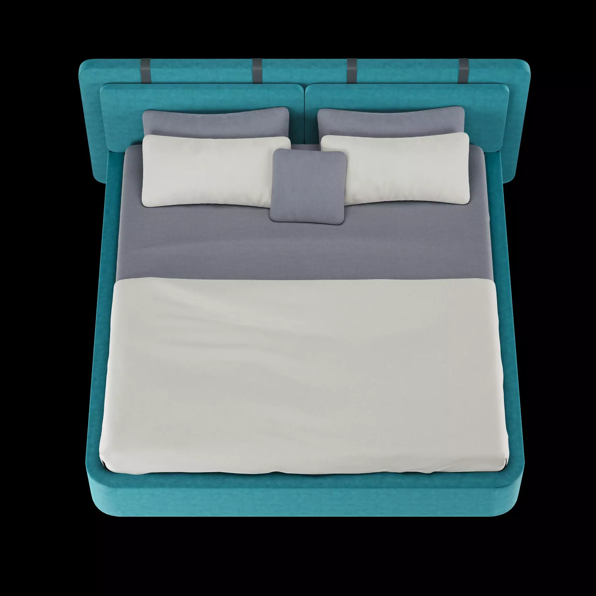 Bed with pillows and blanket 003 3D model_9