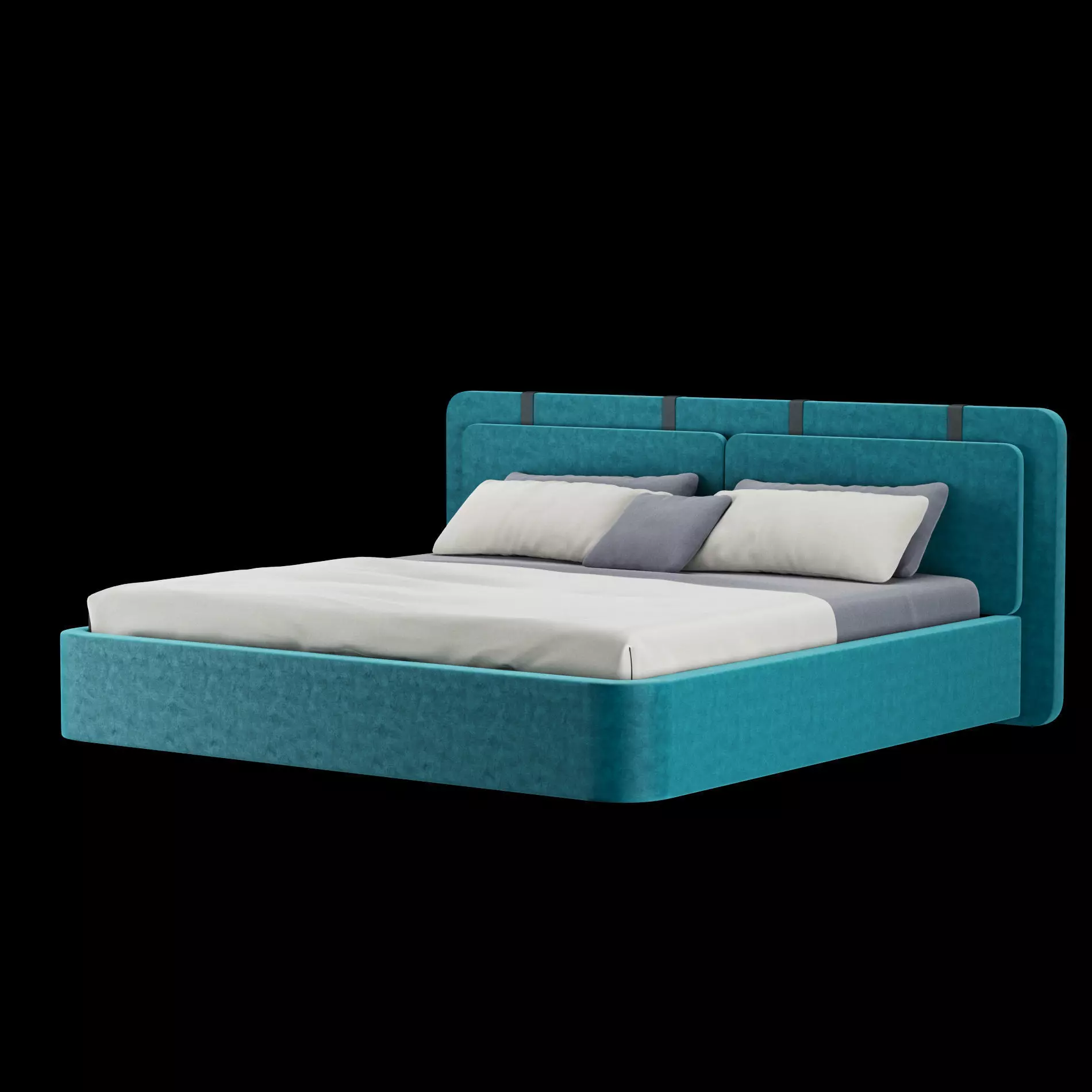 Bed with pillows and blanket 003 3D model_11