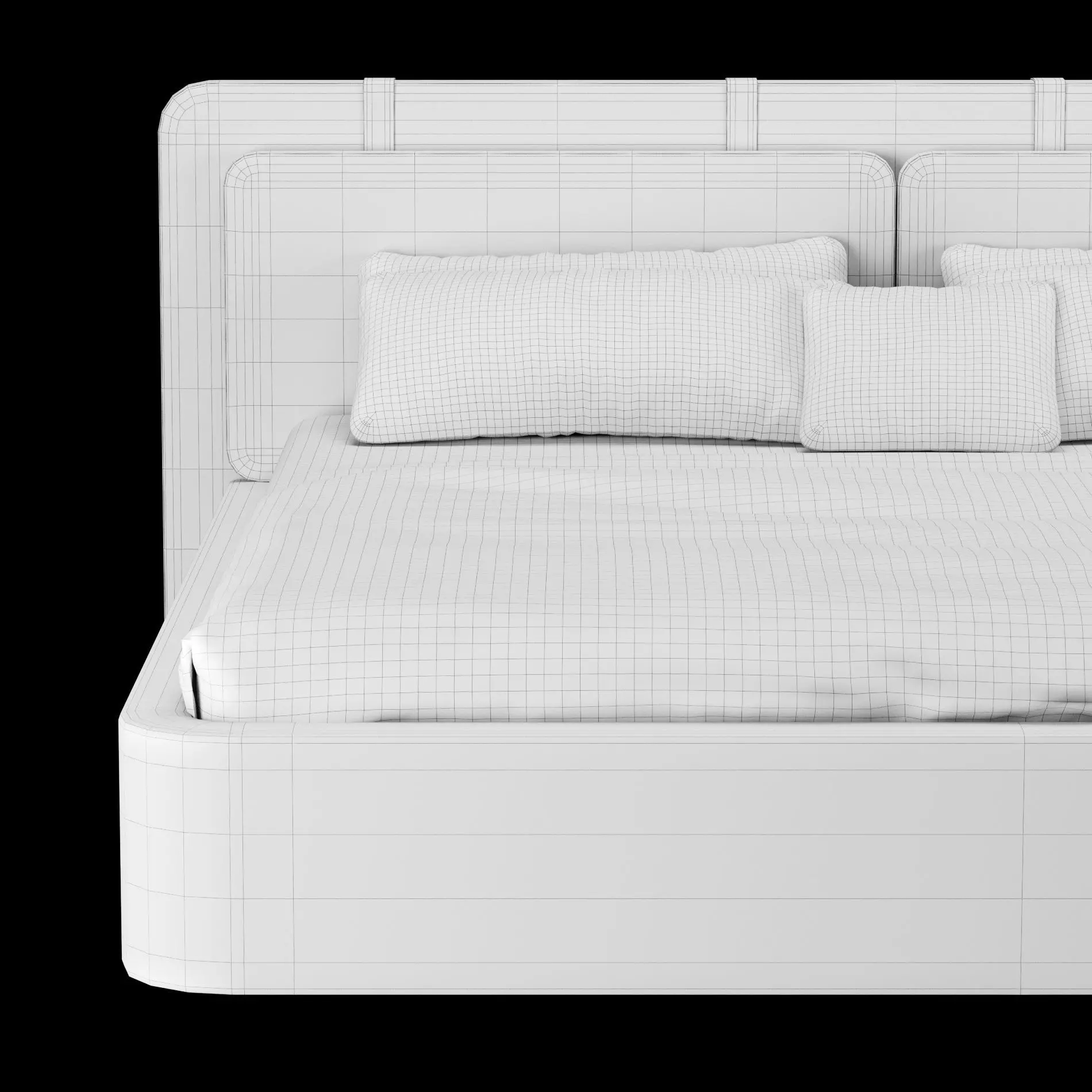 Bed with pillows and blanket 003 3D model_6