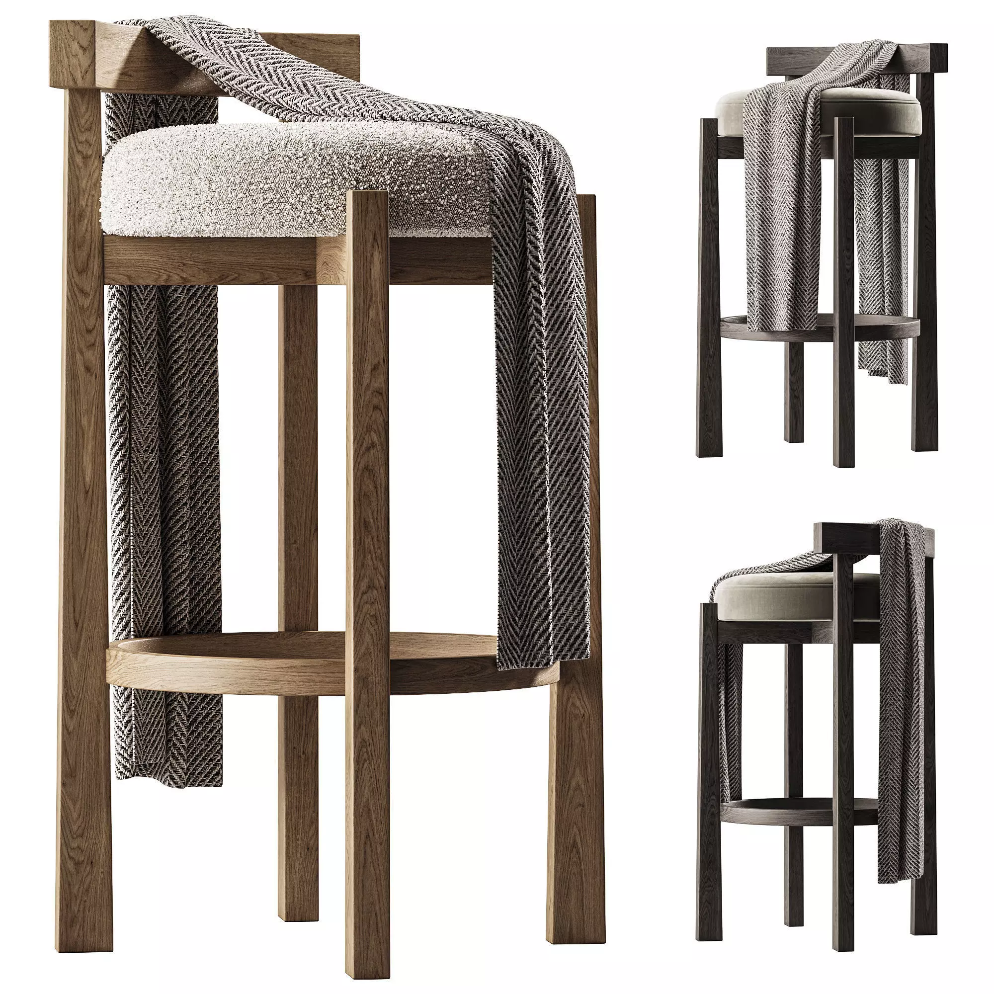 Cade Bar Counter Stool Low-poly 3D model