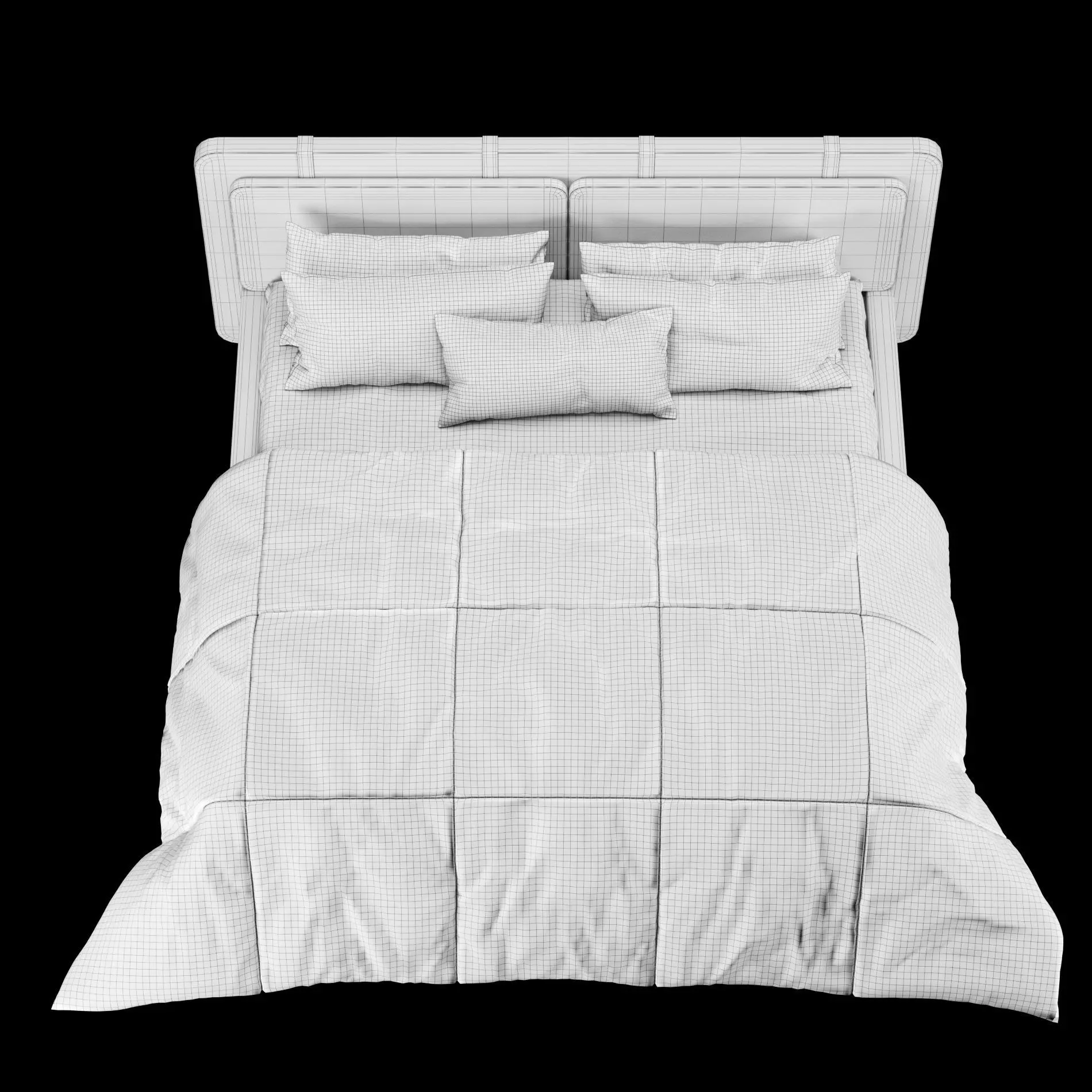 Bed with pillows and blanket 004 3D model_10